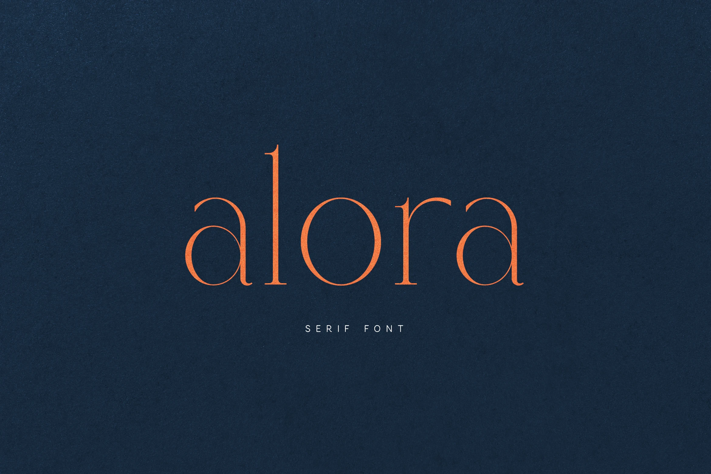 Alora Font preview with thin orange high-contrast serif lettering for modern branding