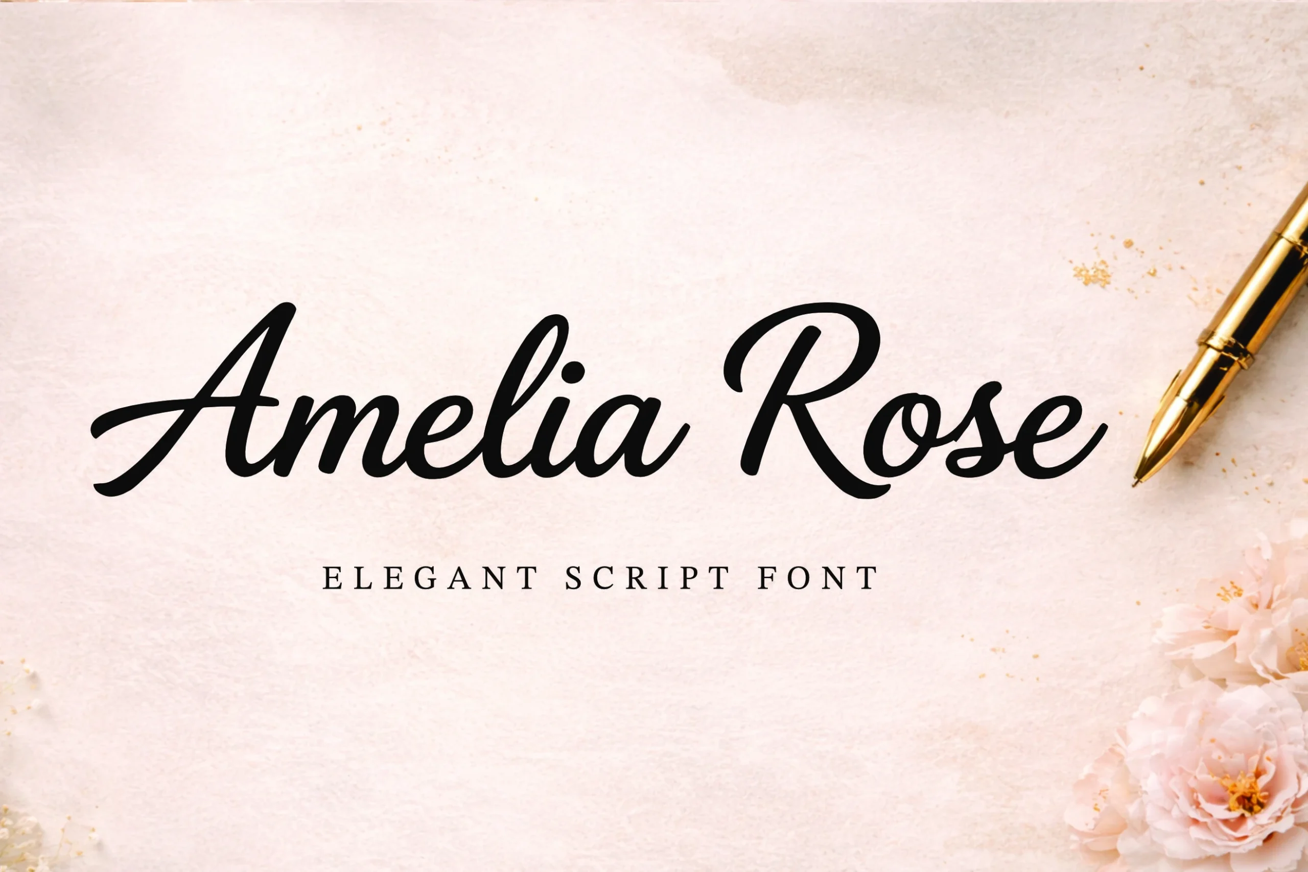 Amelia Rose Font preview with elegant script lettering
