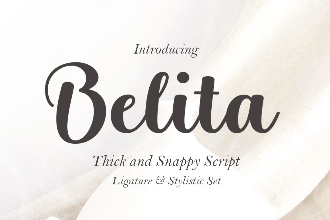 Belita Font preview with bold flowing script lettering for feminine branding