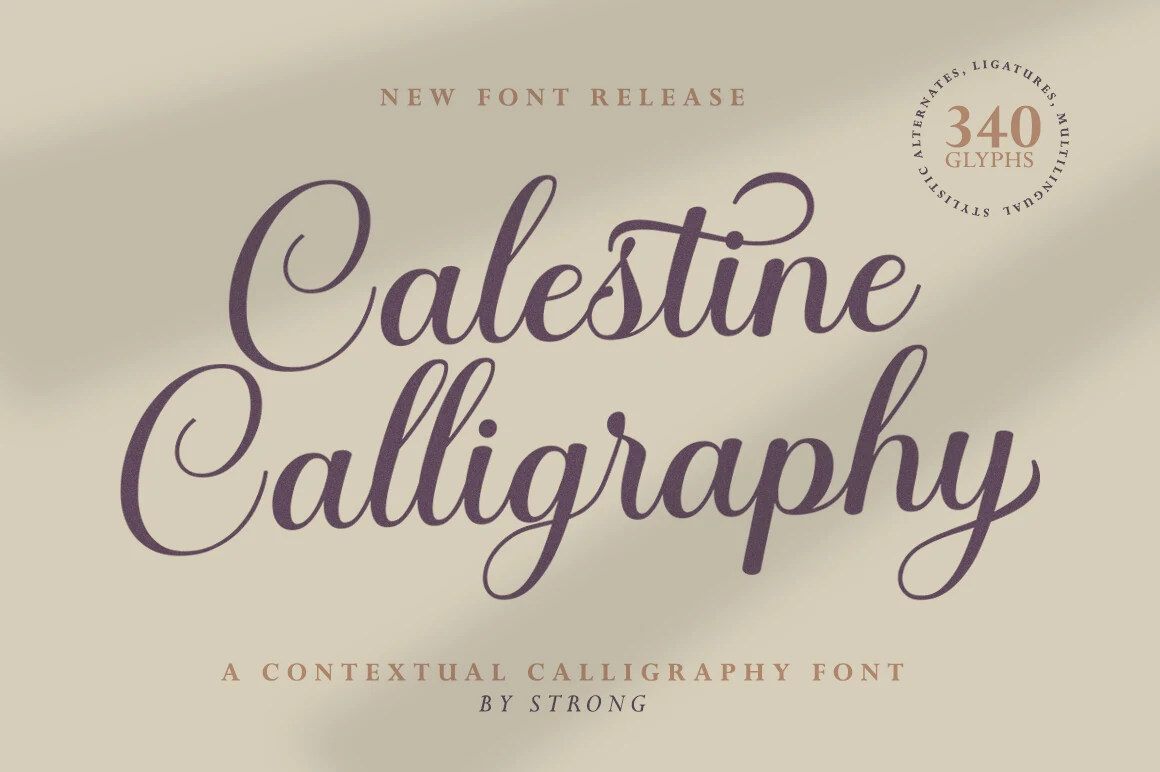 Calestine Calligraphy Font preview with elegant script lettering