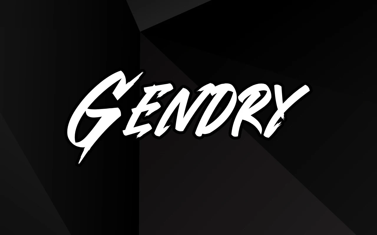 Gendry Font preview with white jagged brush lettering and black shadow