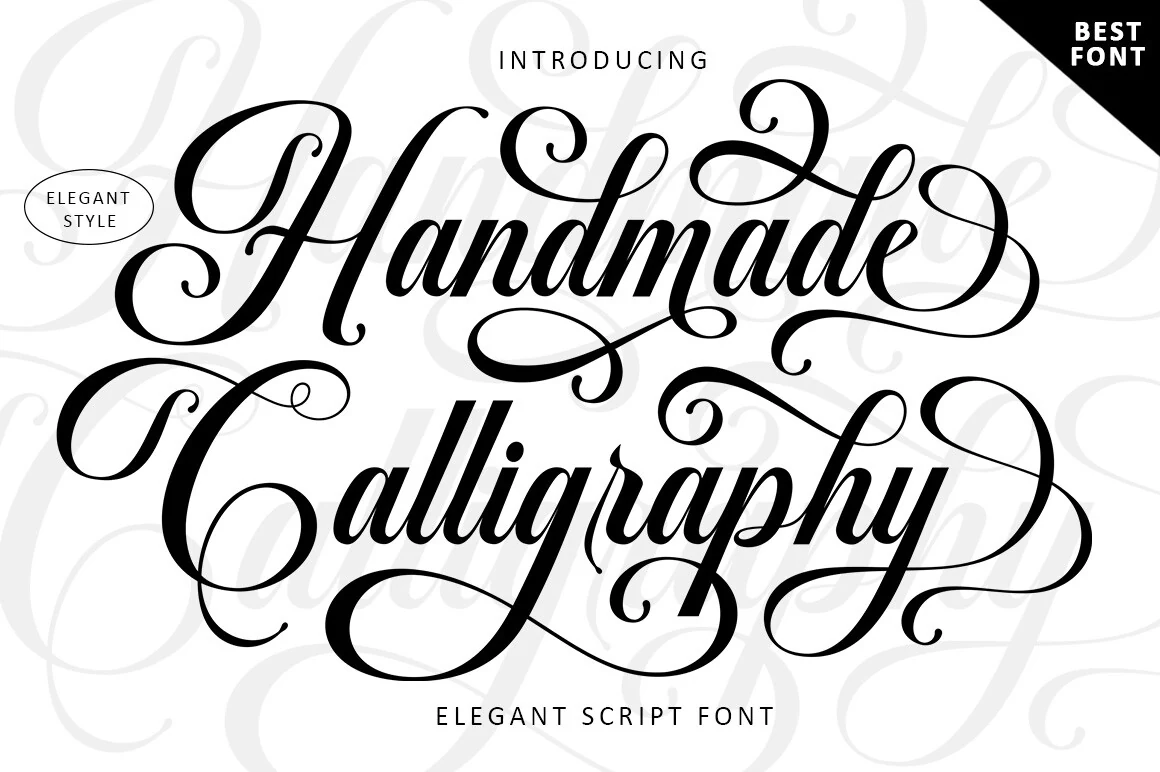 Handmade Calligraphy Font preview with elegant script lettering