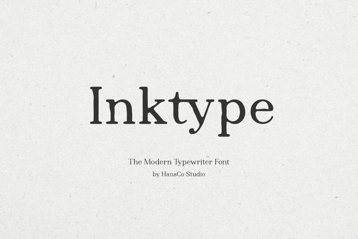Inktype Font preview with vintage typewriter-style serif lettering on a textured background