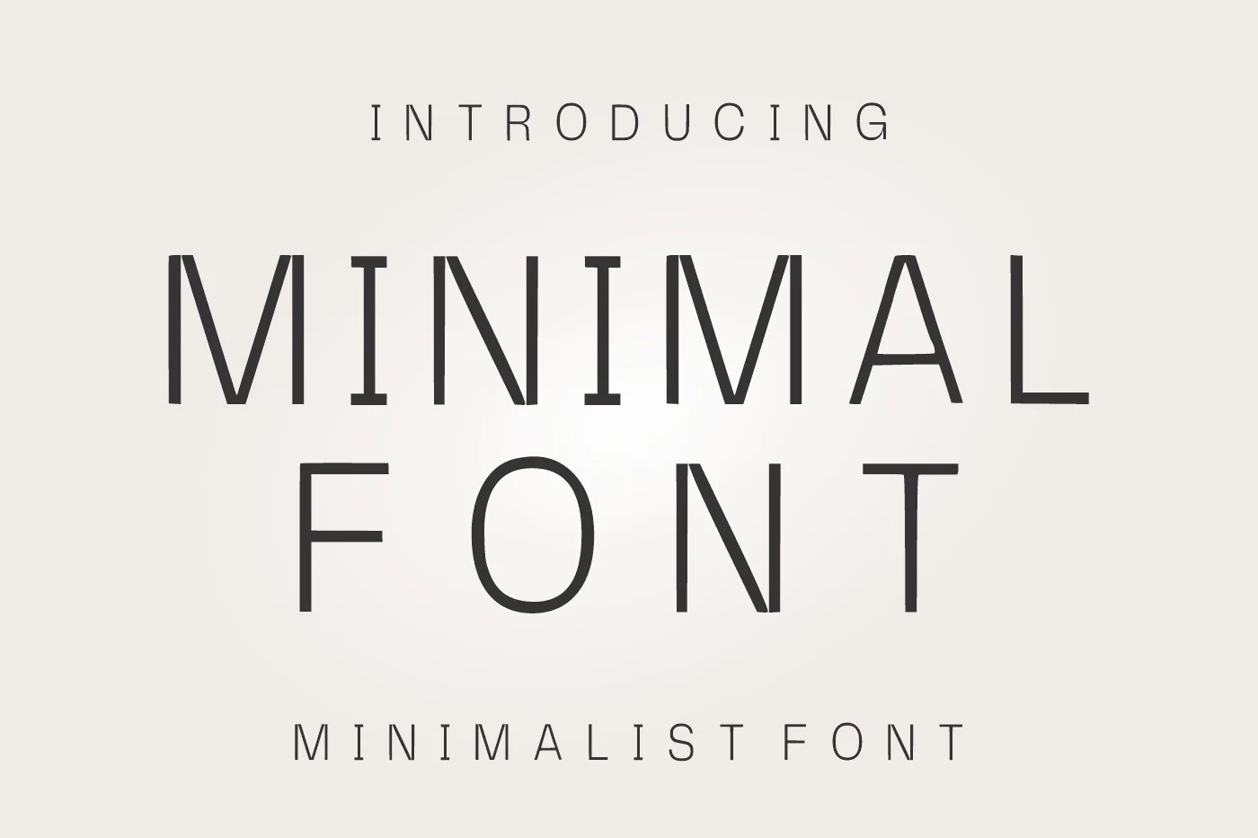 Minimal Font preview with slim geometric uppercase lettering and wide spacing