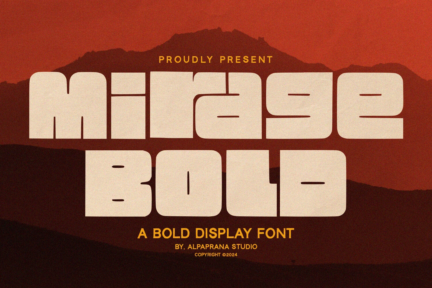 Mirage Bold Font preview with chunky cream rounded display lettering