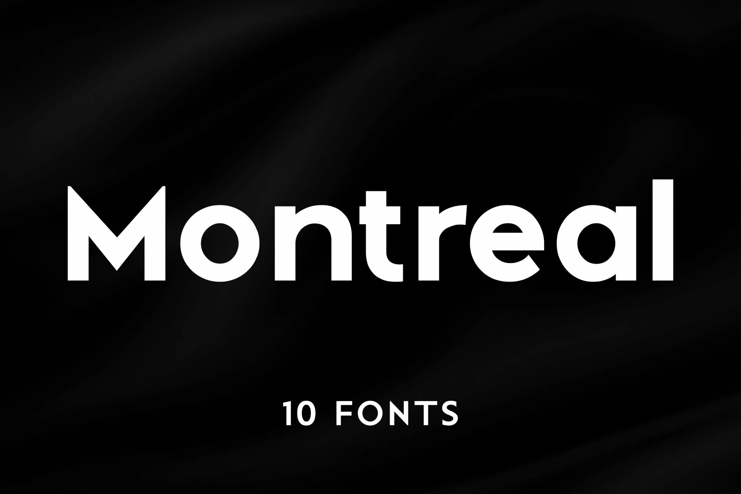 Montreal Font preview with bold white geometric sans serif lettering