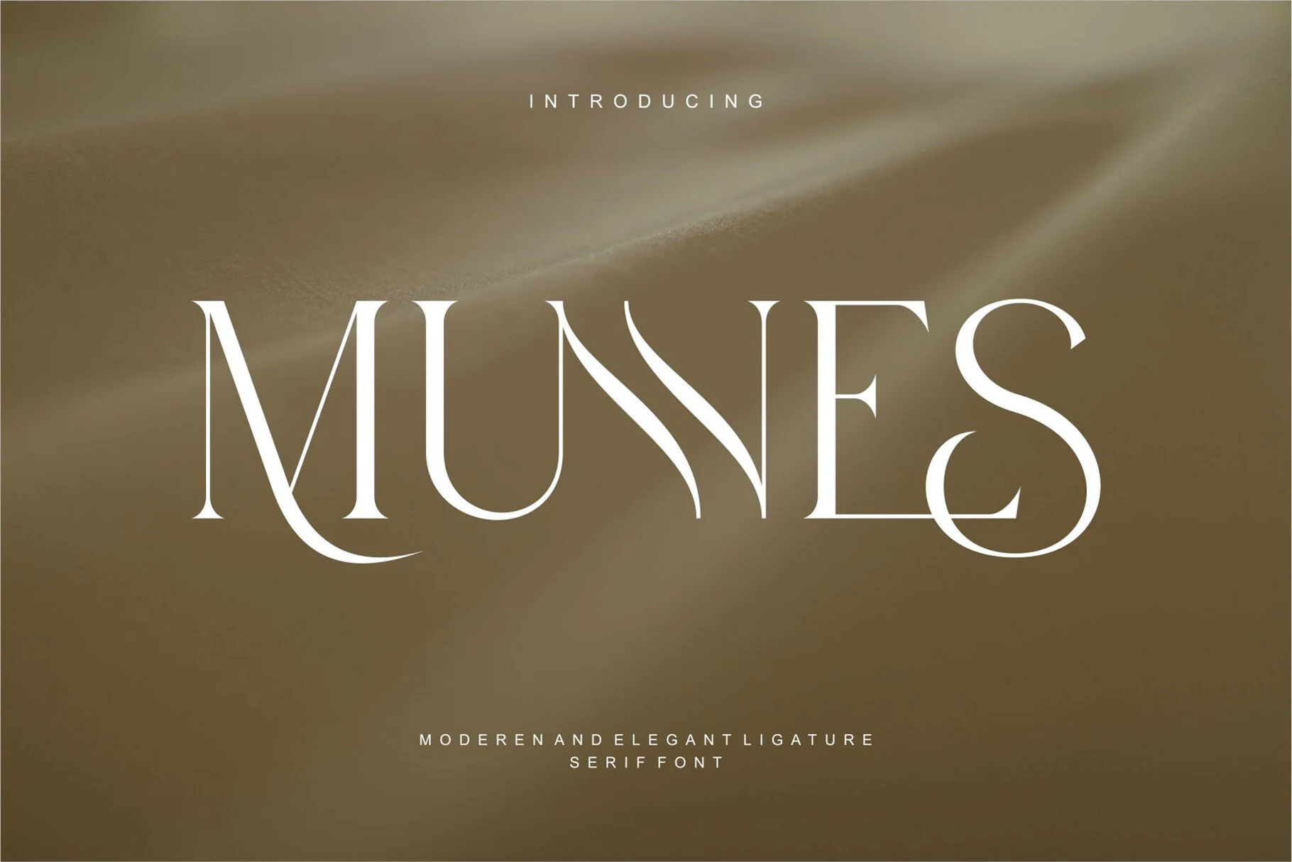 Munnes Font preview with elegant high-contrast serif lettering and sweeping ligature curves