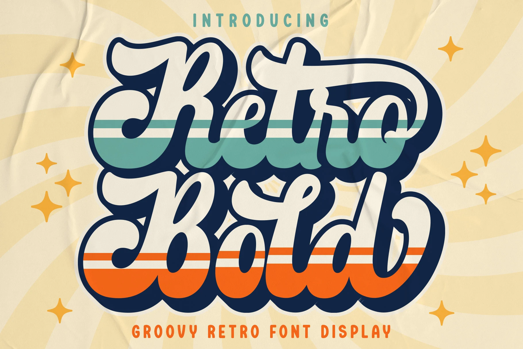 Retro Bold Font preview with thick connected retro script lettering and bold swashes