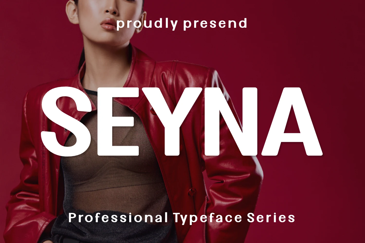 Seyna Font preview with bold white rounded sans-serif lettering for headlines