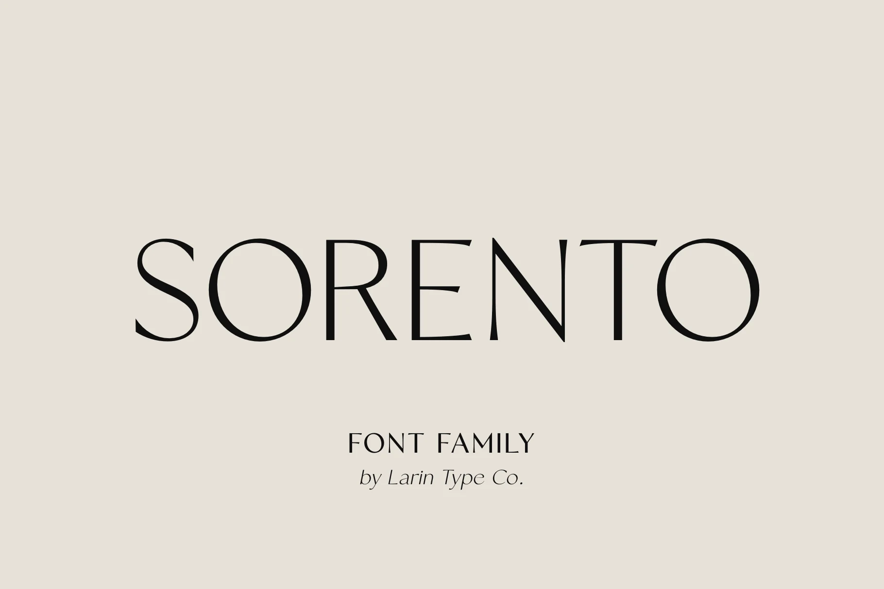 Sorento Regular Font preview with thin elegant serif letters and wide spacing