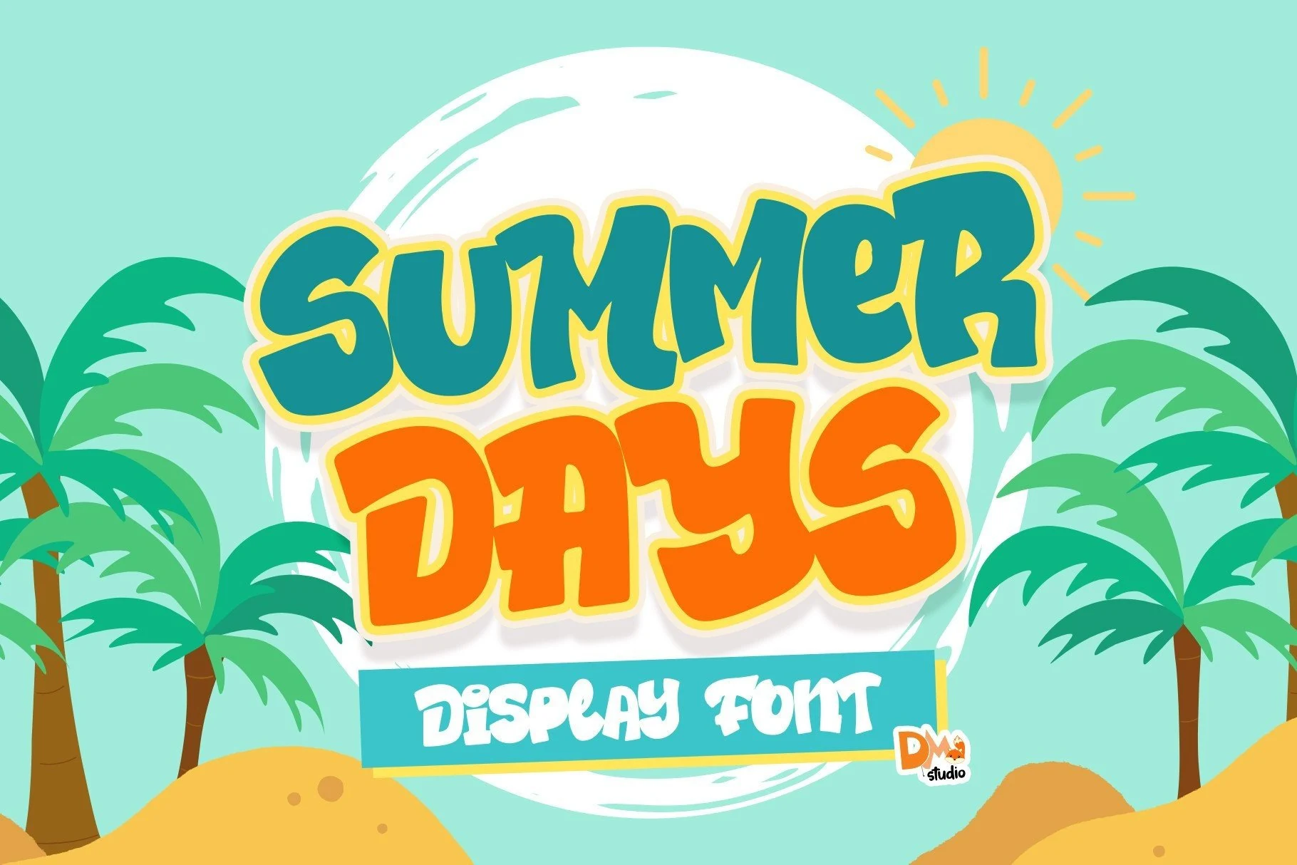 Summer Days Font preview with chunky rounded display lettering and playful bubble shapes