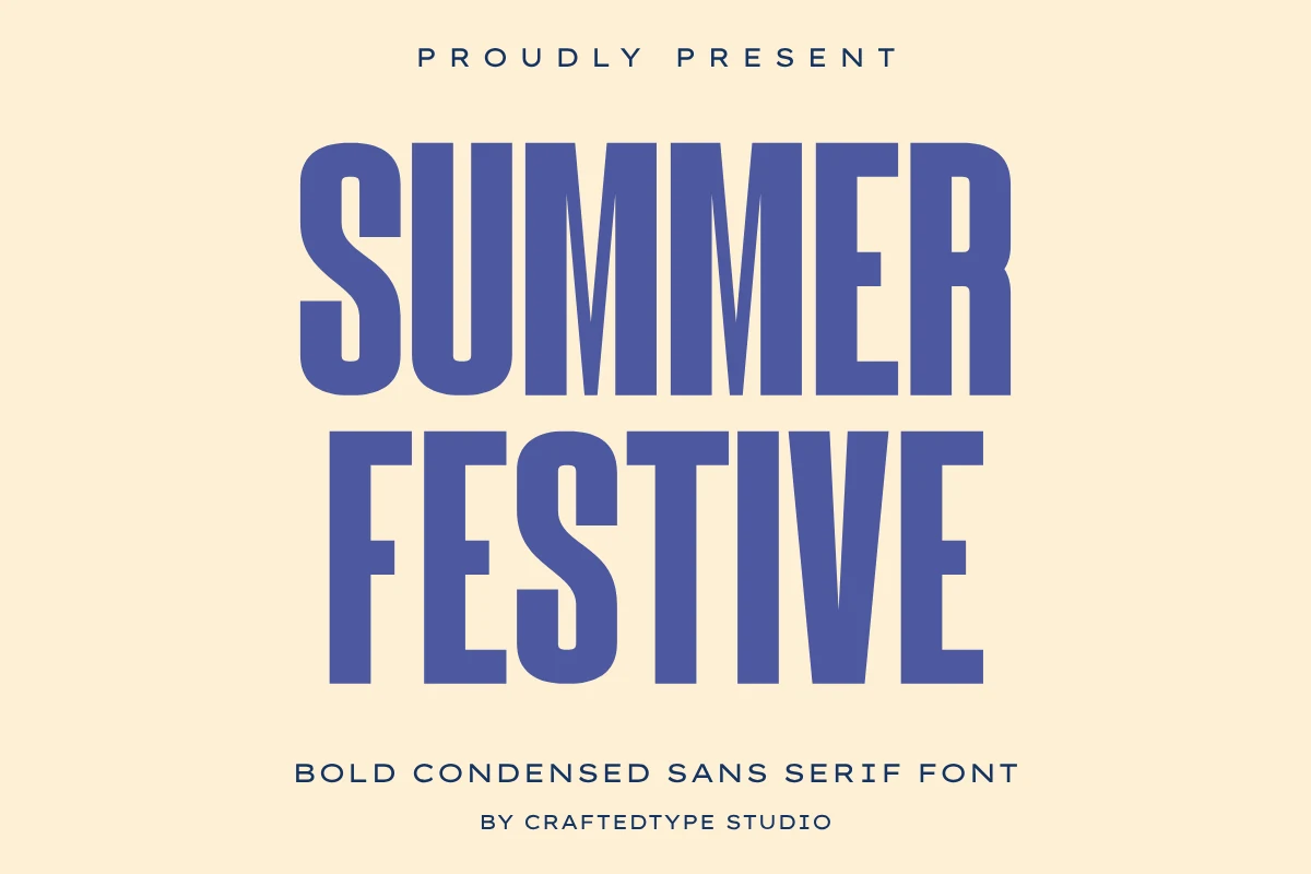 Summer Festive Font bold blue condensed sans serif lettering