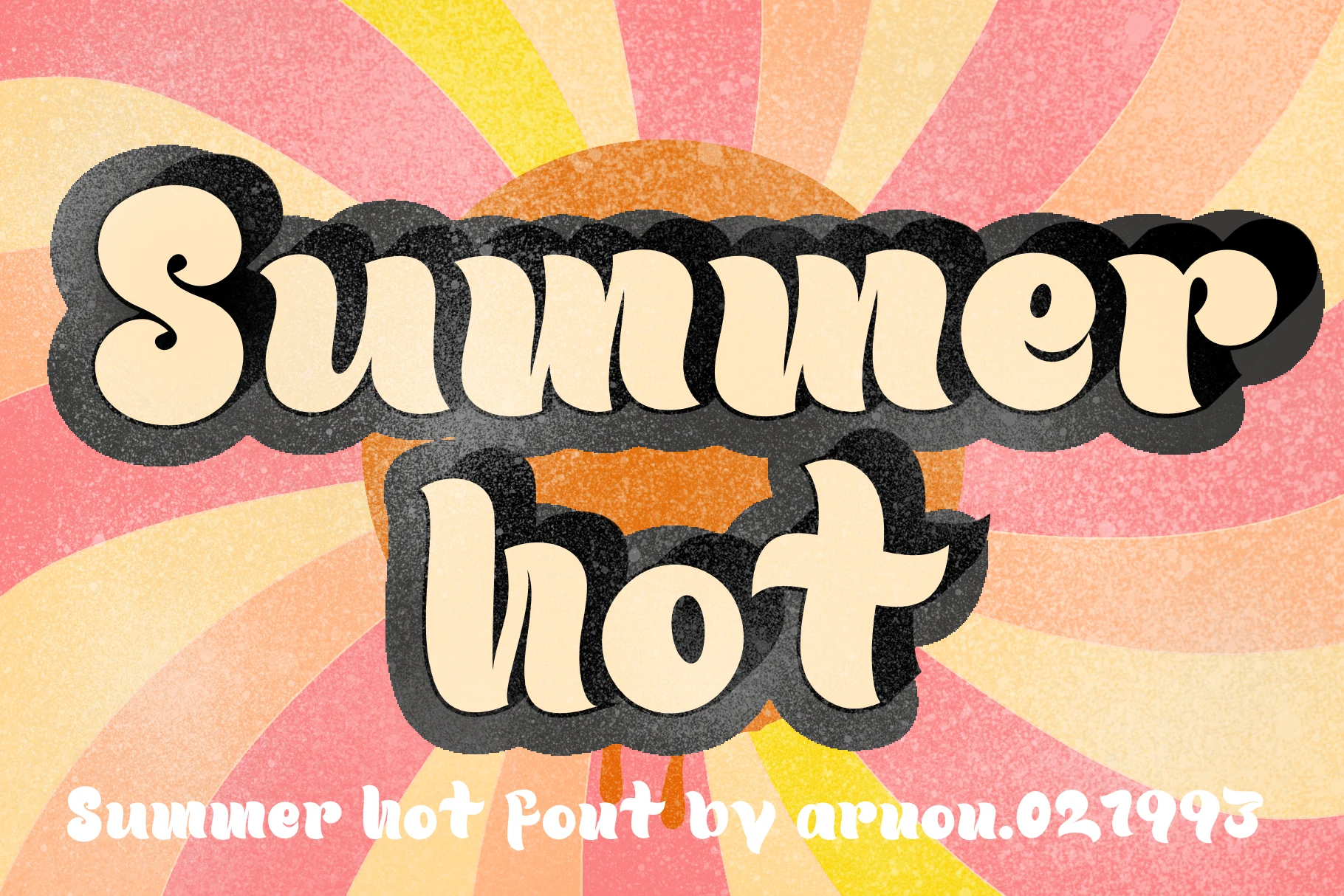 Summer Hot Font preview with creamy retro bubble lettering and a heavy black shadow