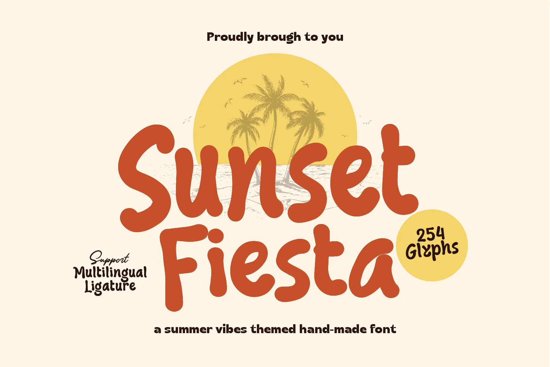 Sunset Fiesta Font bold orange handmade rounded lettering with loose curves