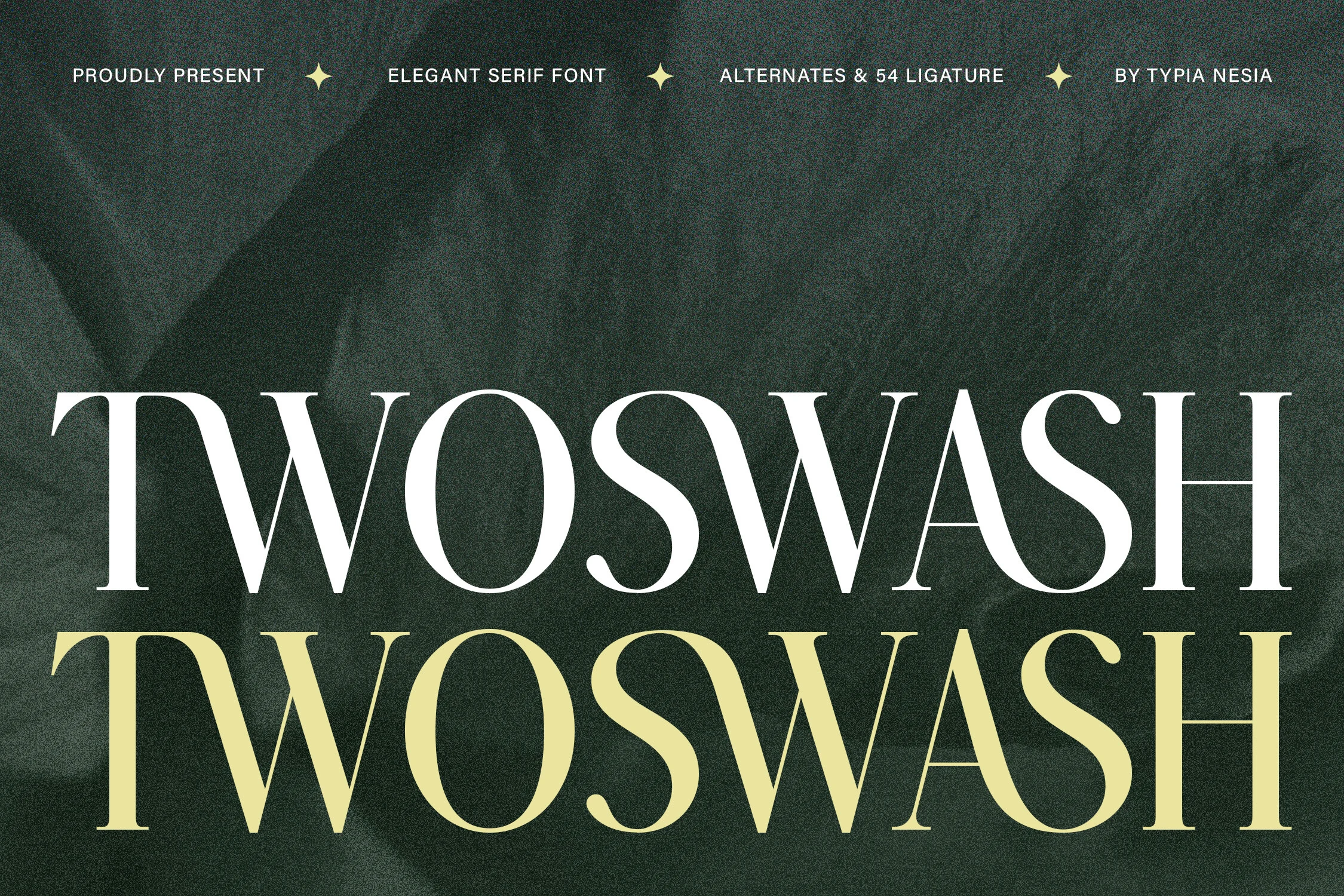 Twoswash Font preview with high-contrast serif lettering, slim hairlines, and luxury swash shapes