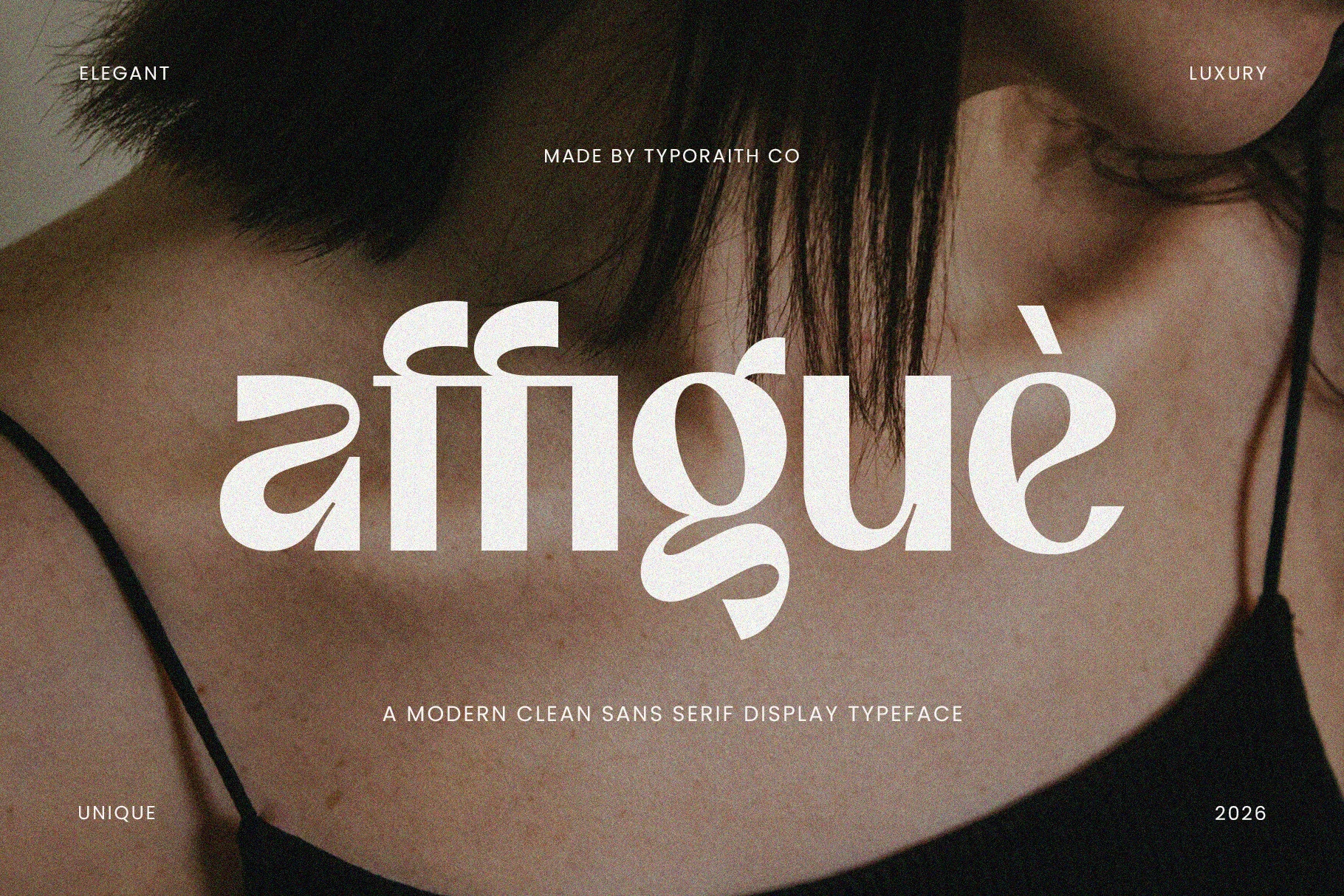 Affigue Font preview with bold elegant curved sans serif lettering