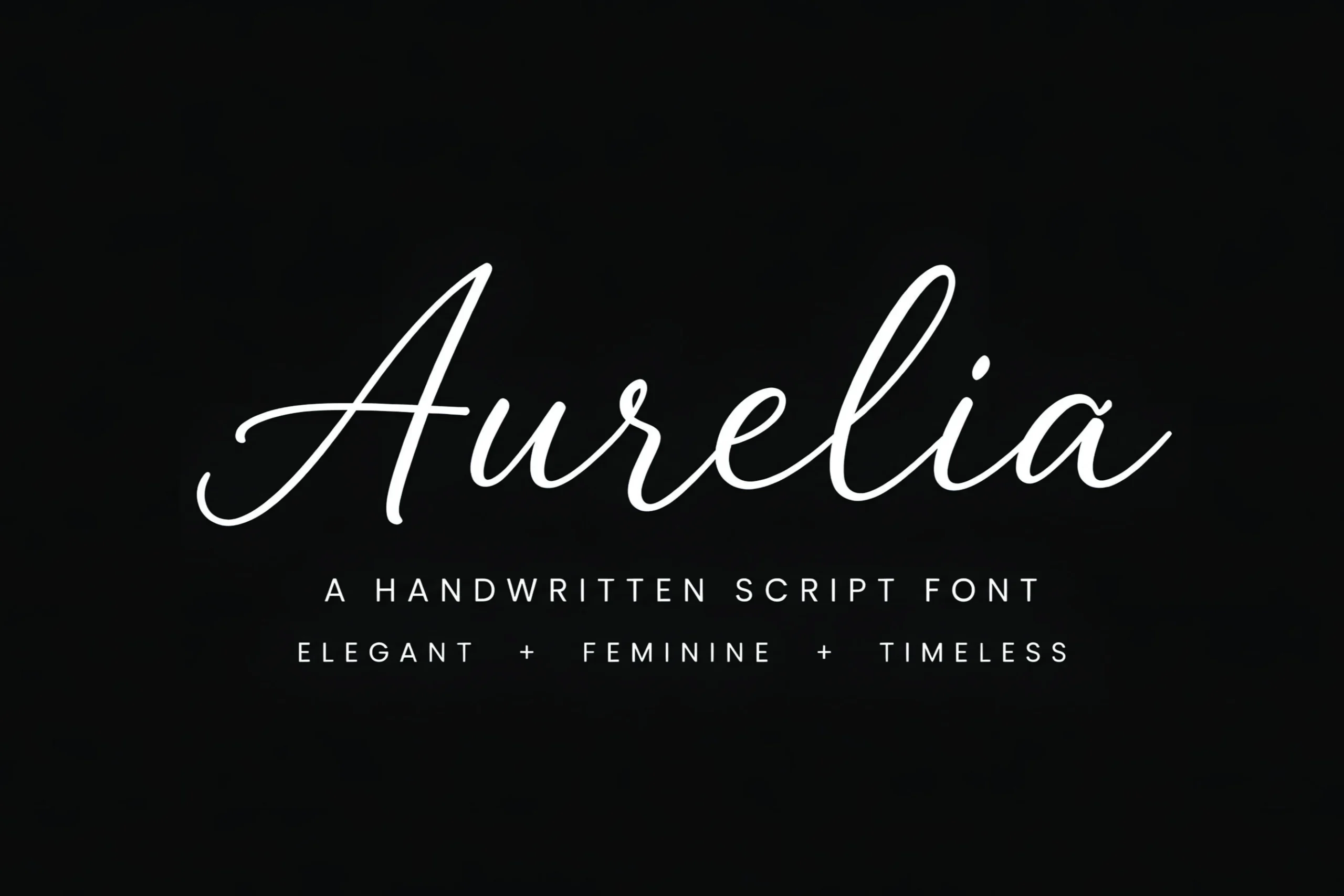 Aurelia Font preview in thin white signature script with smooth connected strokes and tall elegant letterforms