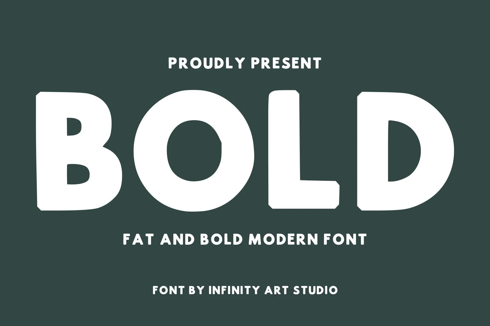 Bold Font preview with heavy white modern sans lettering and rounded block shapes
