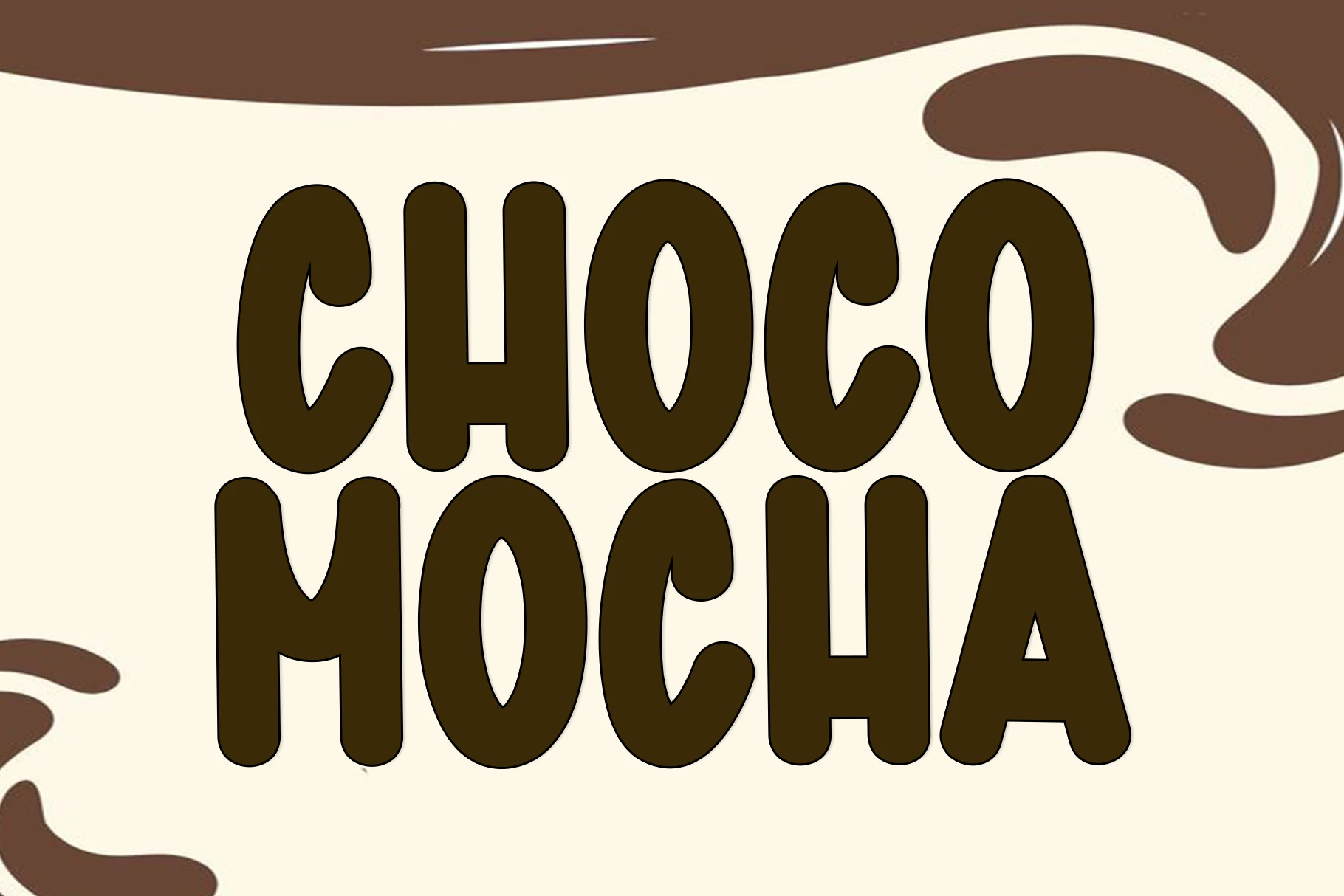 Choco Mocha Font preview with bold rounded brown lettering in stacked all-caps