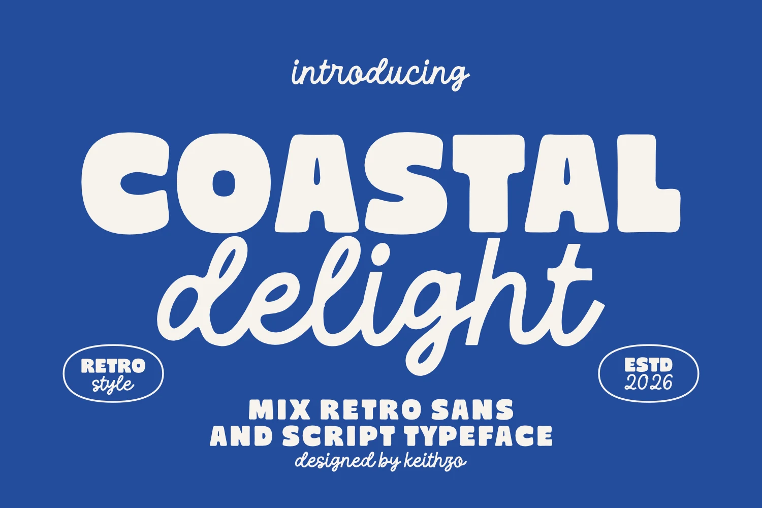 Coastal Delight Font preview with chunky retro sans and smooth script lettering