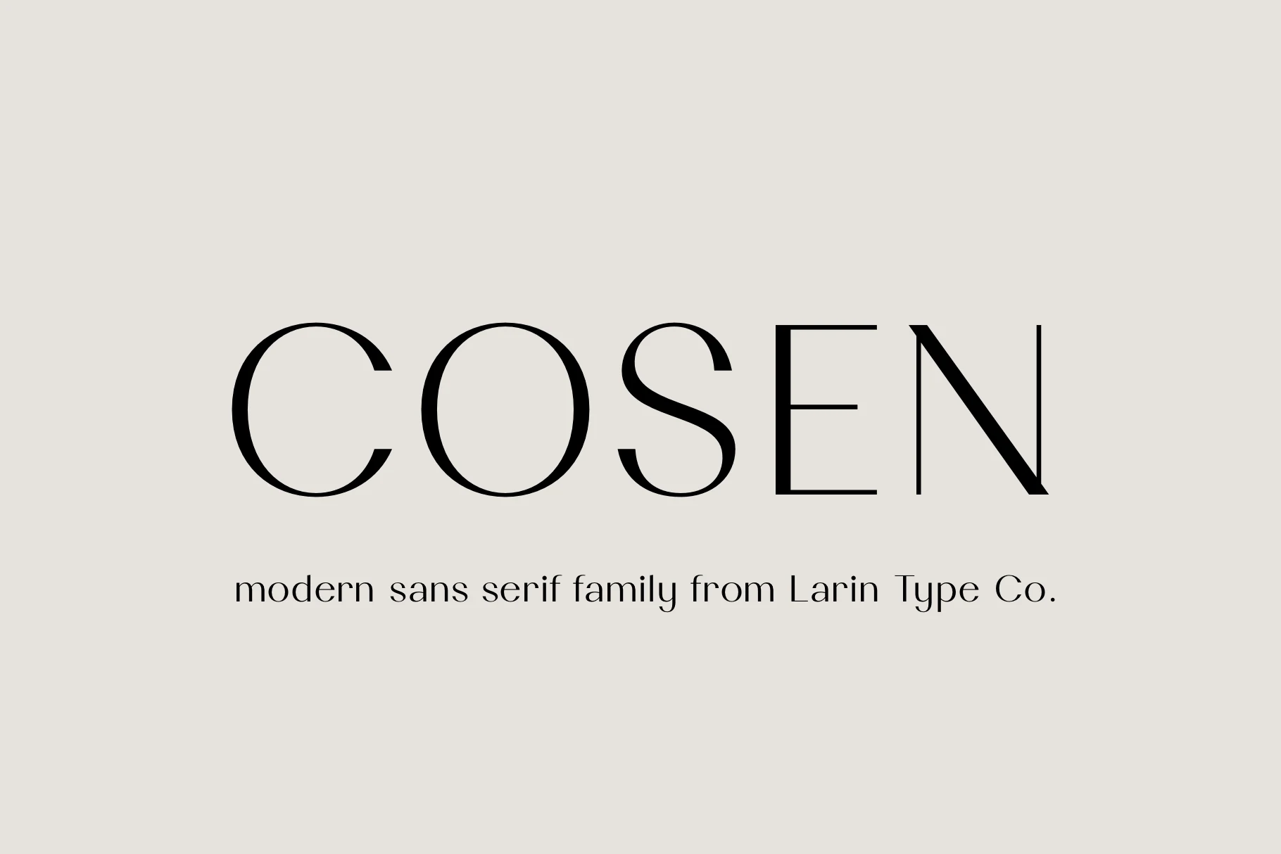 Cosen Font preview with thin elegant sans serif lettering and wide high-contrast uppercase forms