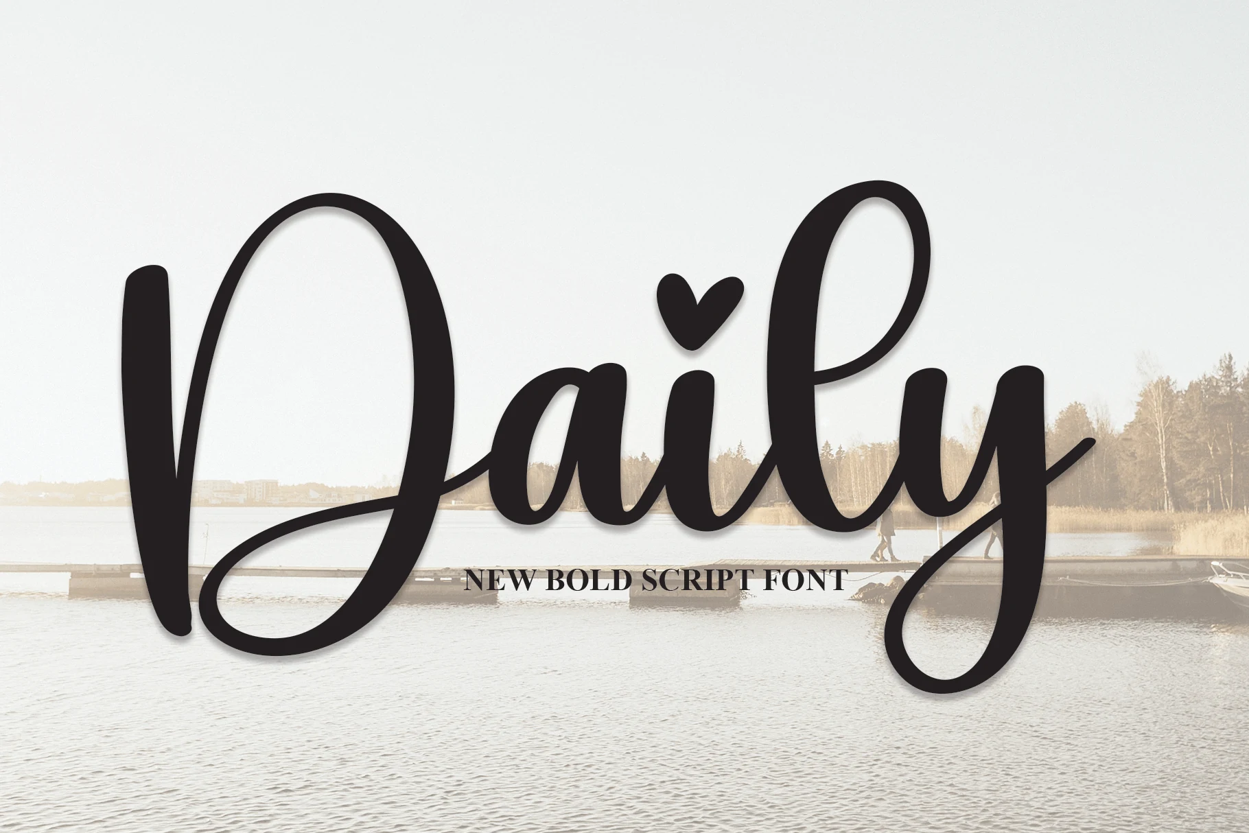 Daily Font bold black connected script with looping letters for invitations