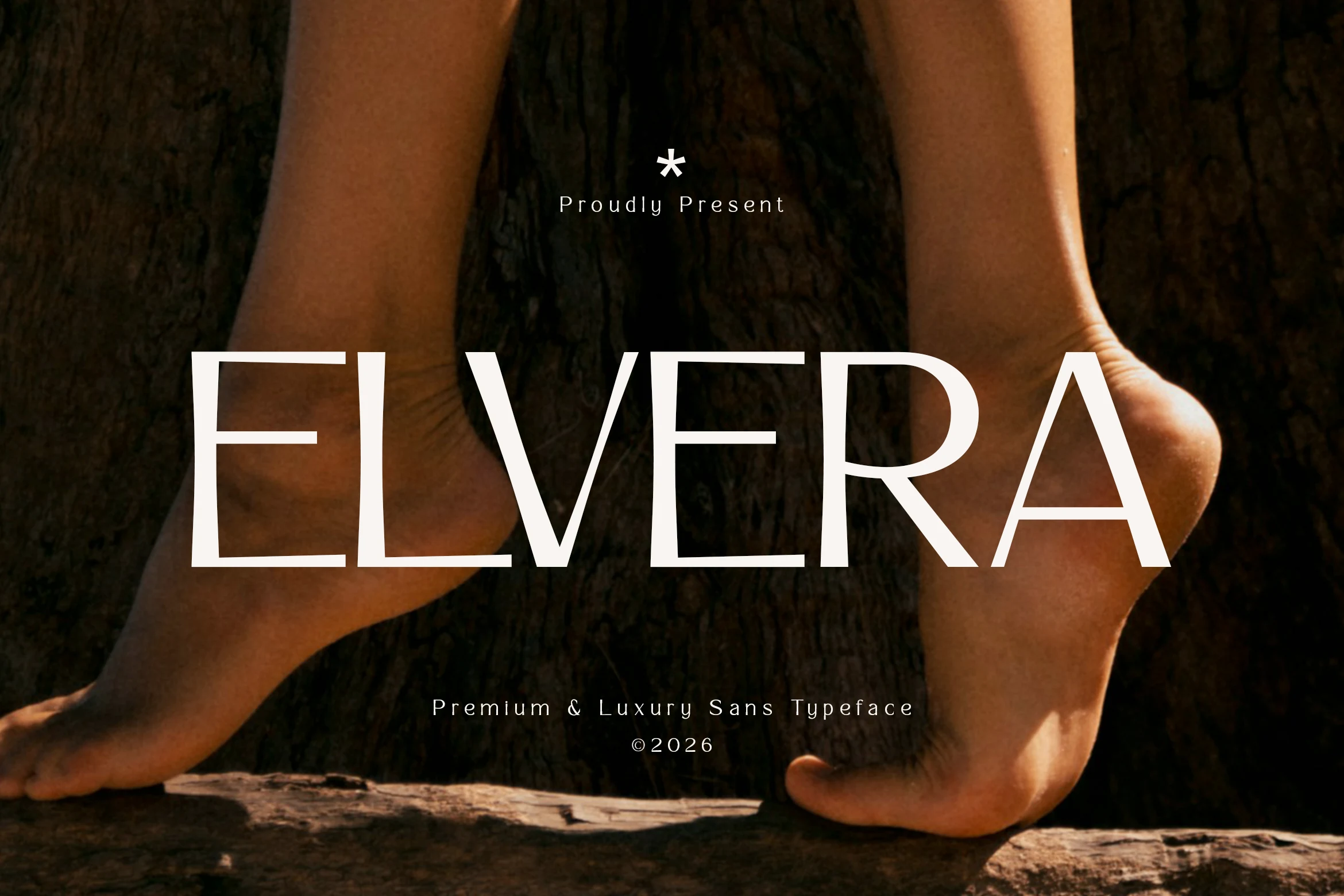 Elvera Font preview in thin all-caps luxury sans serif lettering