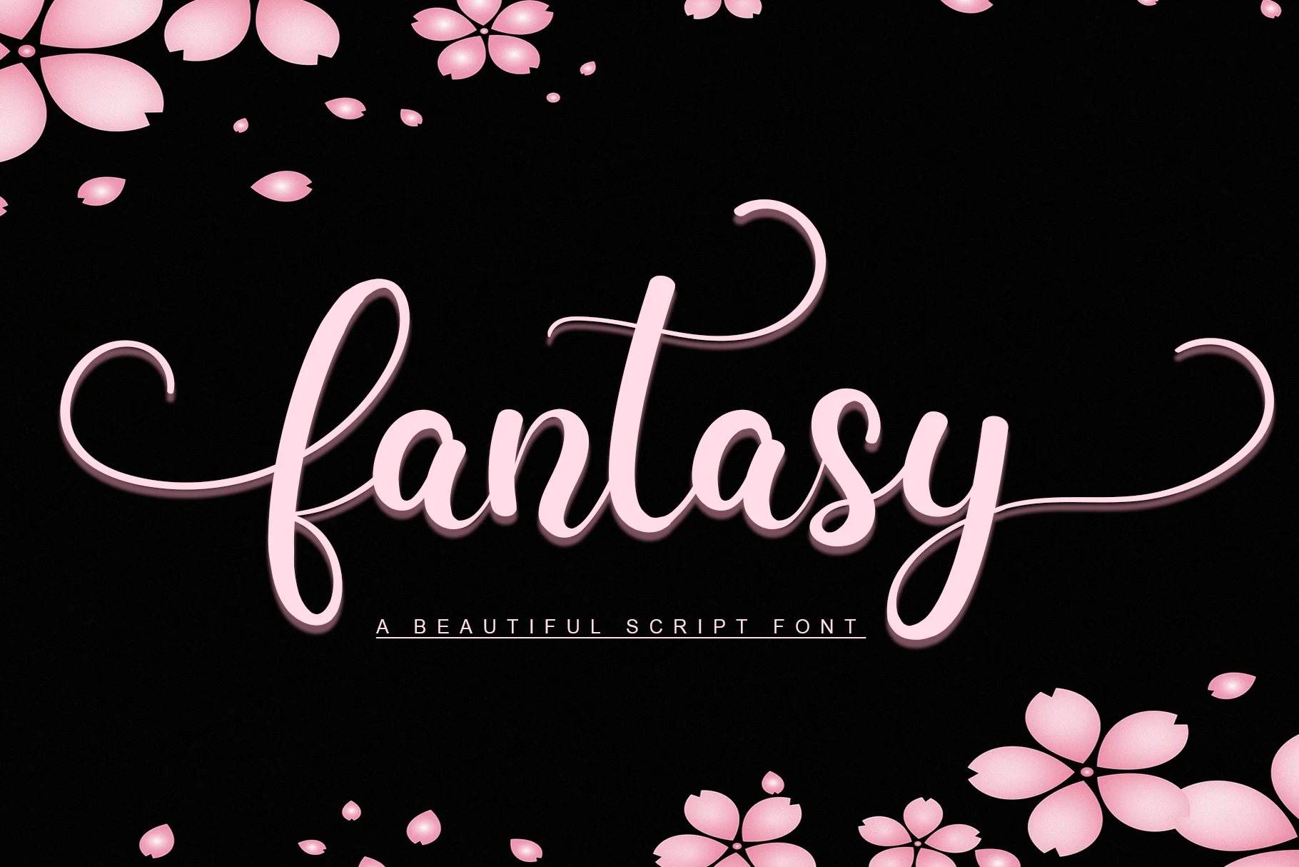 Fantasy Font pink handwritten script with long swashes for wedding invitations