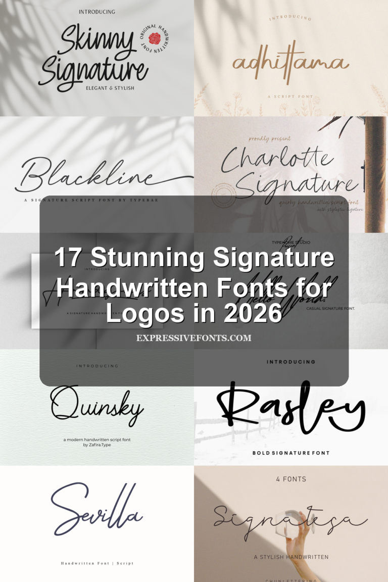 Cover image for 17 Stunning Signature Handwritten Fonts for Logos in 2026 showing font previews from the article.