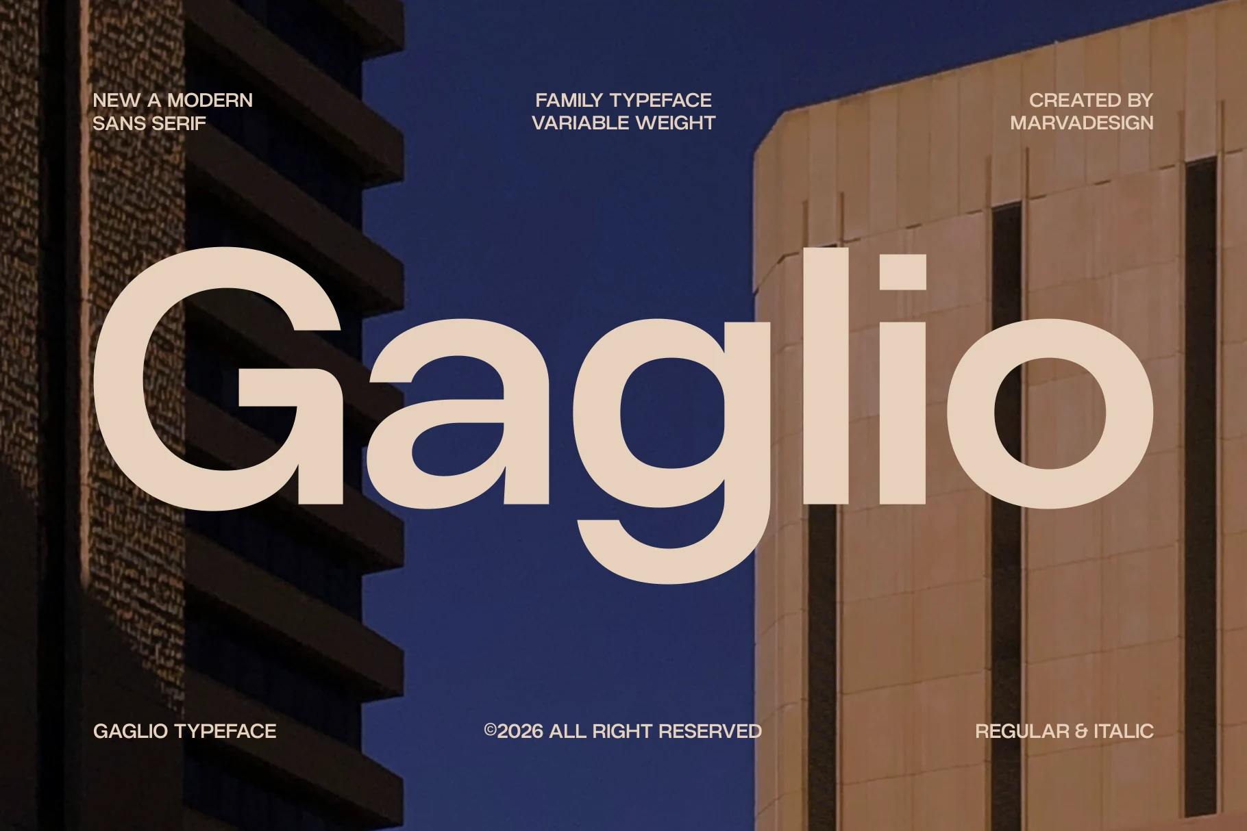 Gaglio Font preview in bold geometric sans serif lettering