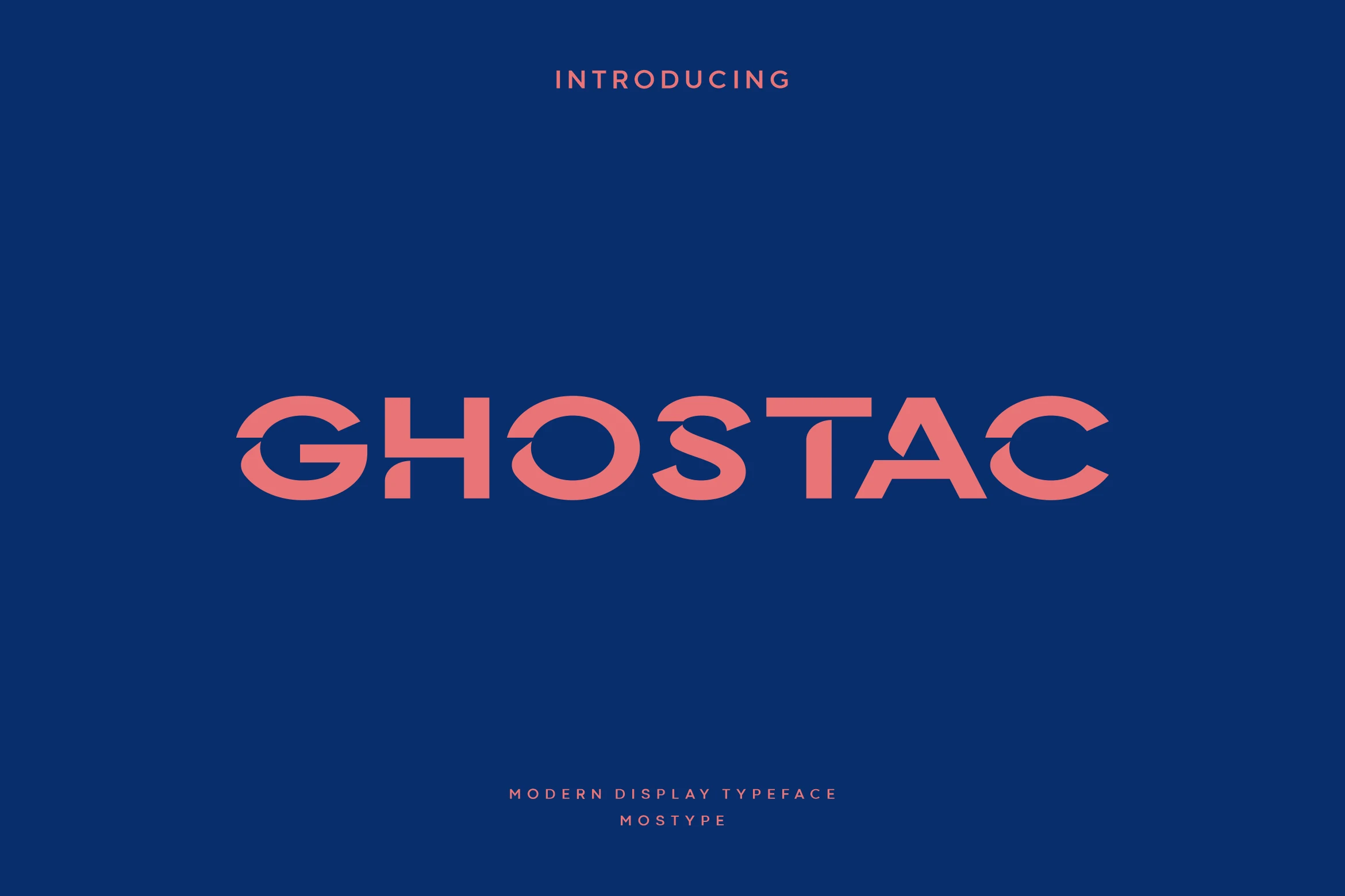 Ghostac Font salmon geometric display lettering with segmented uppercase shapes