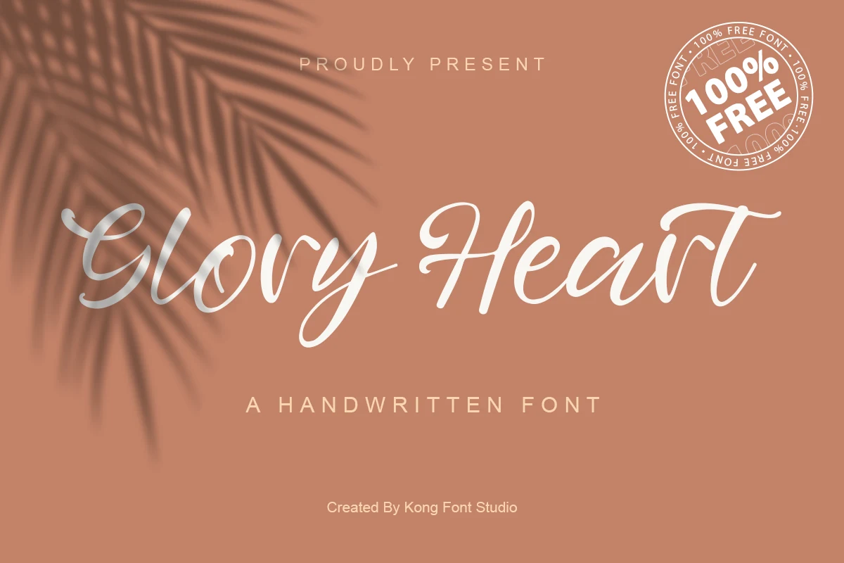 Glory Heart Font preview in soft white playful script with a bouncy baseline and long swashes