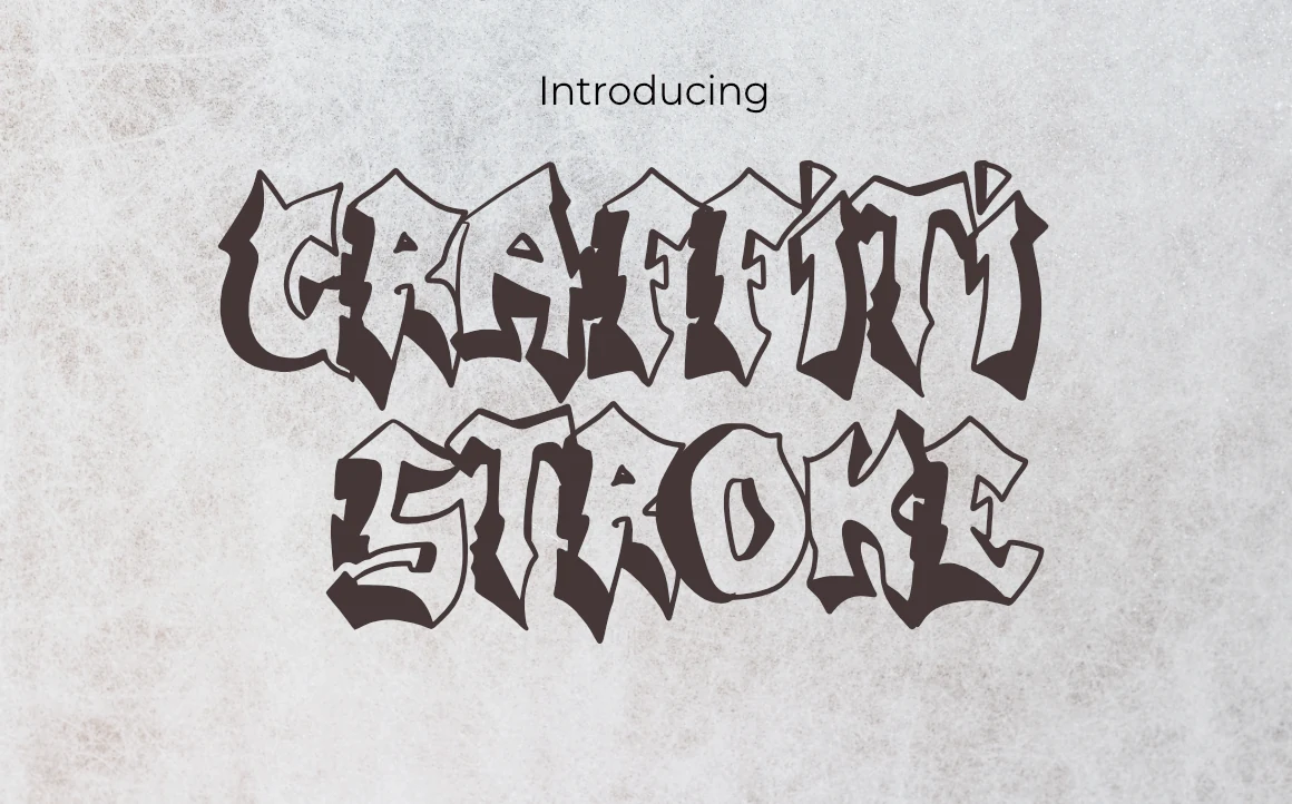 Graffiti Stroke Font preview with angular graffiti blackletter lettering in dark brown