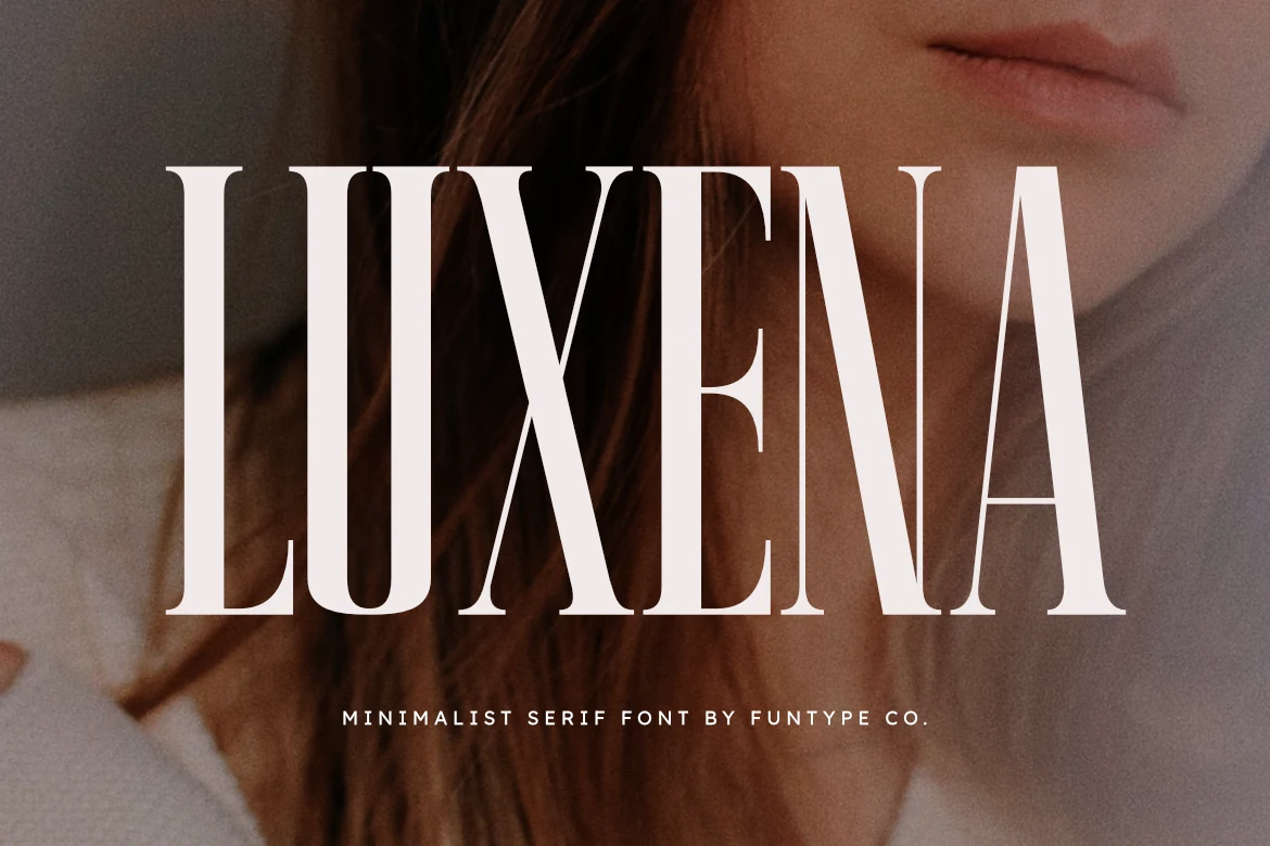 Luxena Font preview in a tall minimalist serif style with thin high-contrast lines