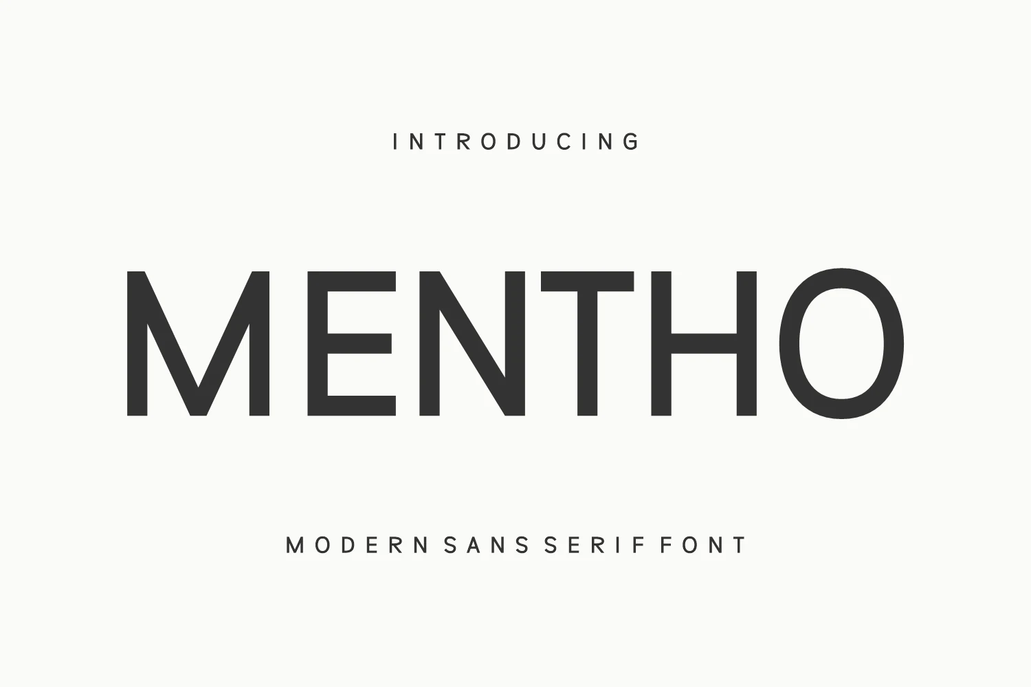 Mentho Font preview in clean uppercase sans serif lettering with wide spacing