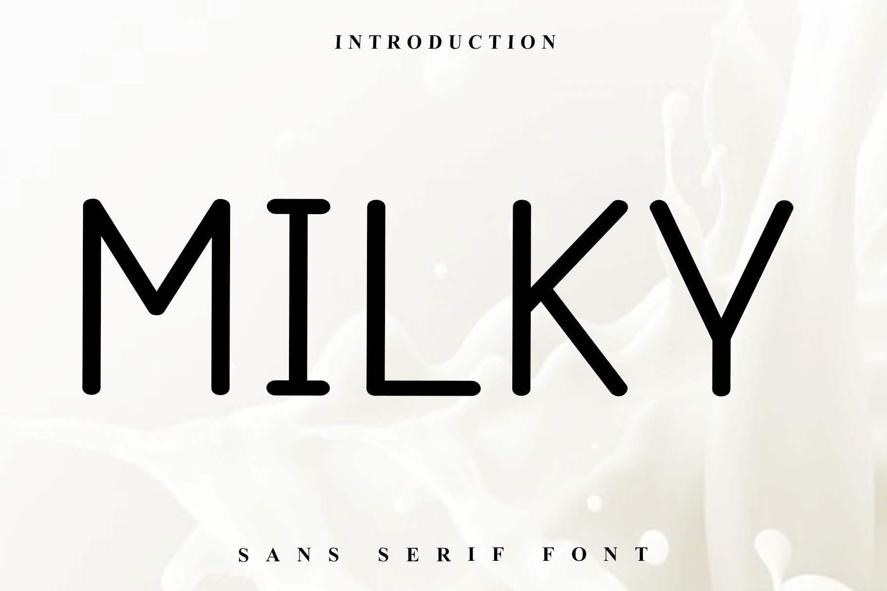 Milky Font preview in large black minimalist rounded sans serif lettering