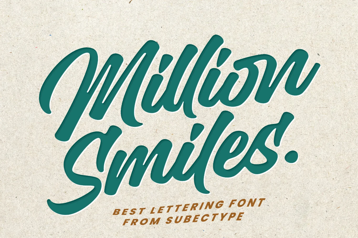 Million Smiles Font preview with bold teal rounded hand-lettered script