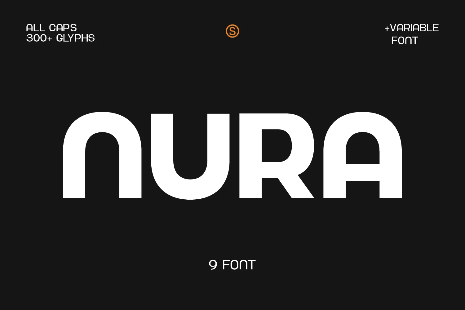 Nura Font preview with bold all-caps rounded sans serif lettering