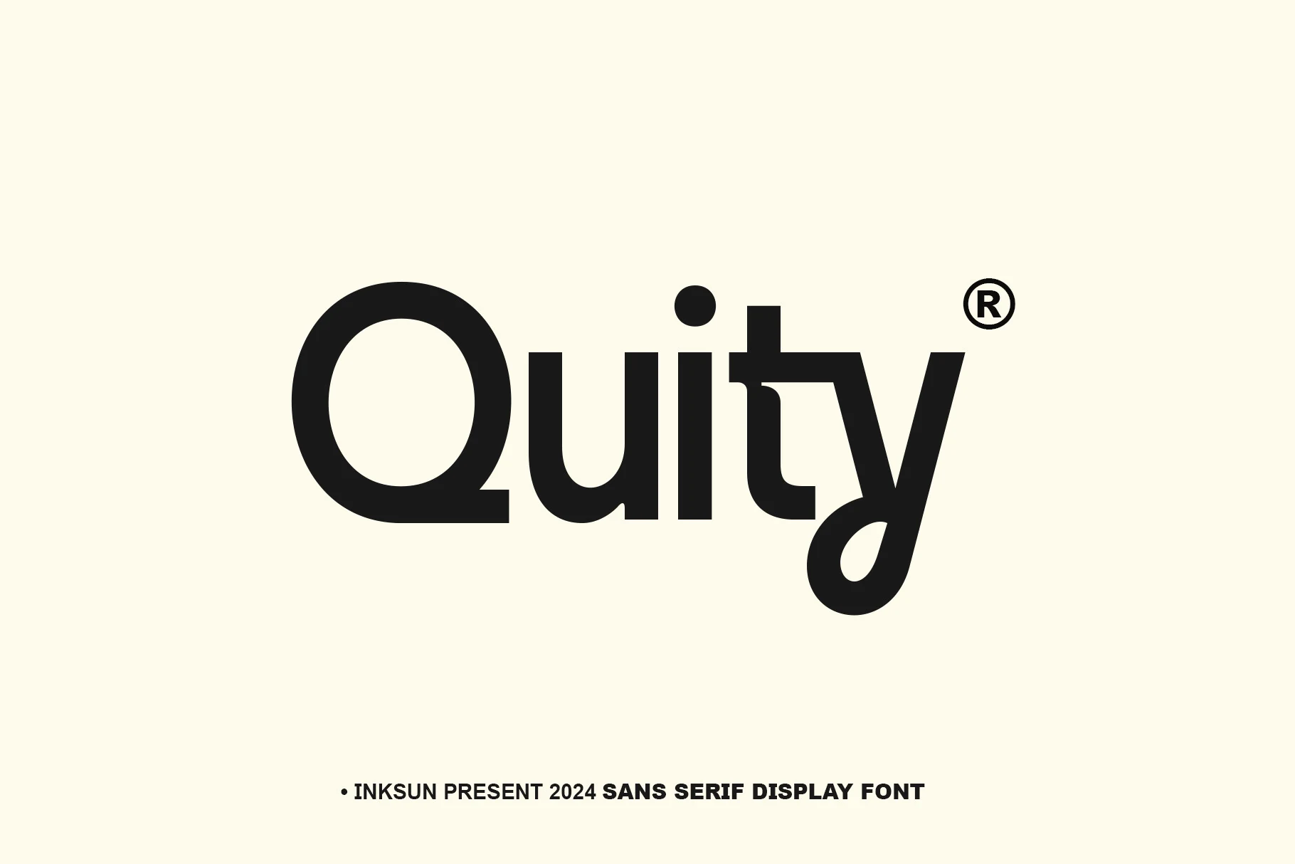 Quity Font preview with bold minimalist sans serif lettering and a distinctive connected y