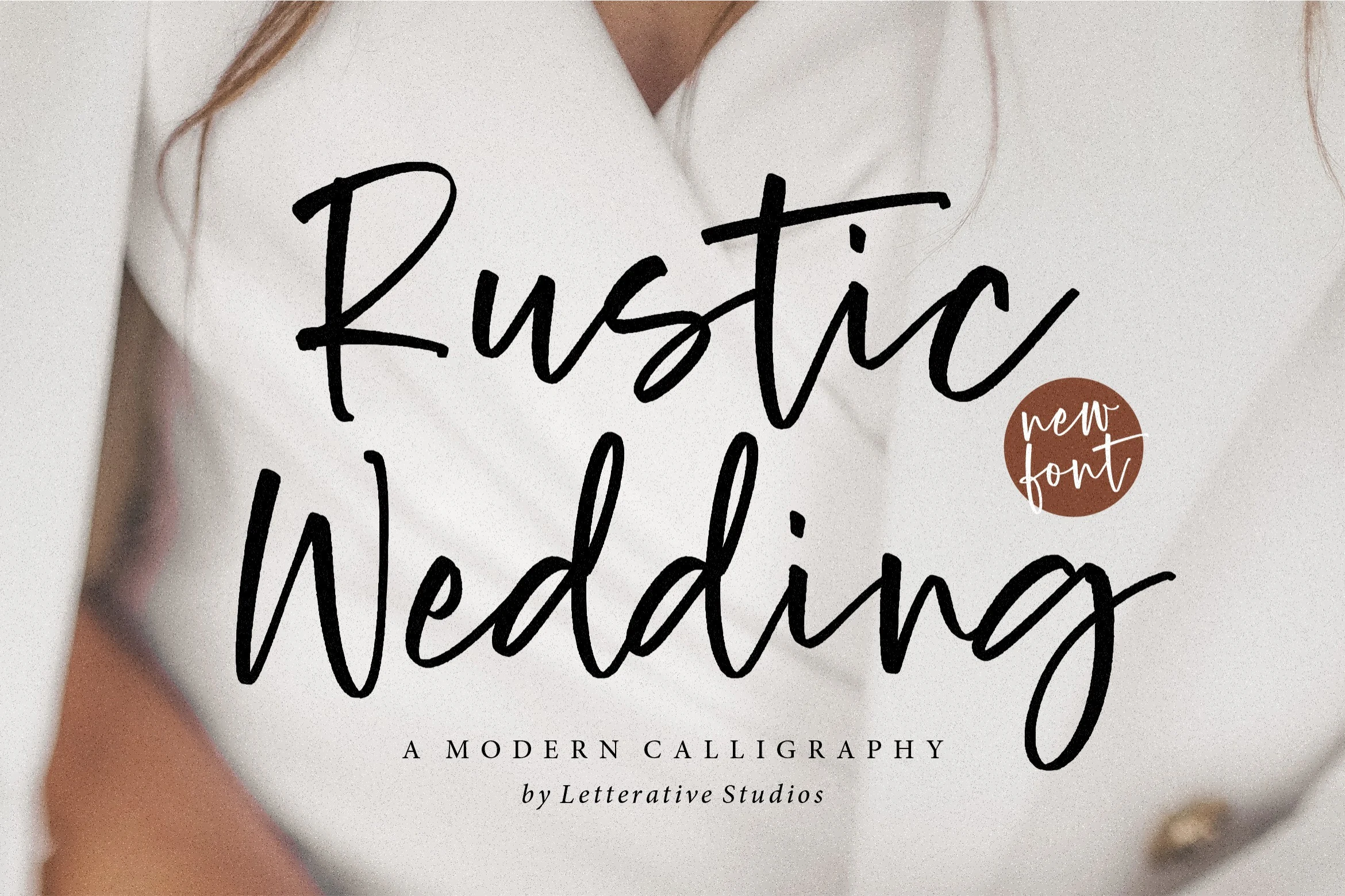 Rustic Wedding Font preview in black handwritten calligraphy with tall flowing strokes