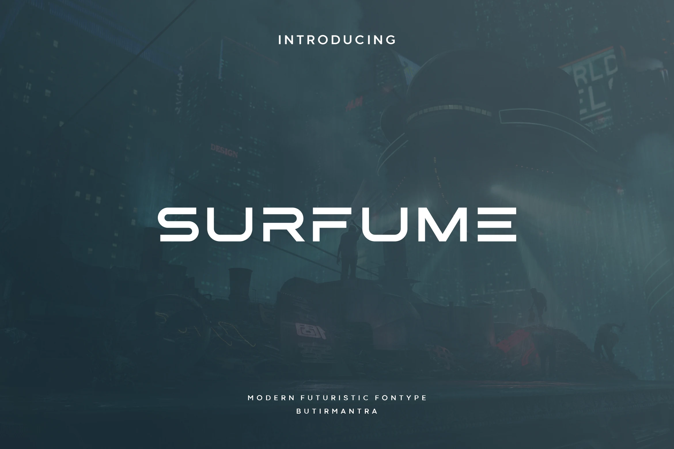Surfume Font preview in futuristic rounded sans serif lettering