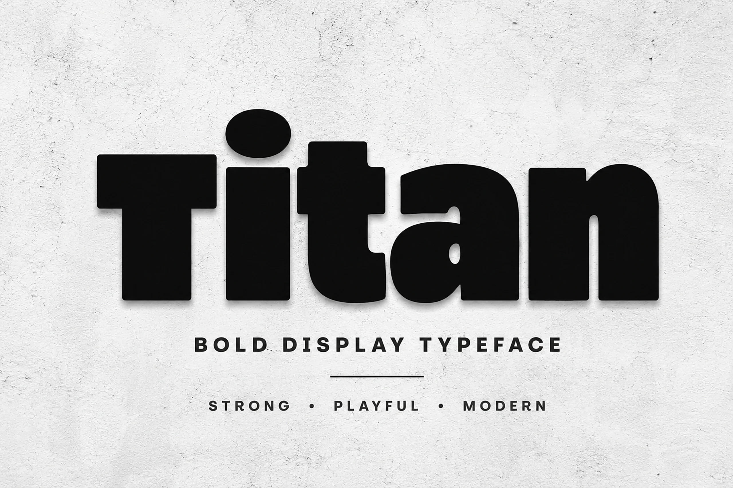 Titan Font preview in heavy black rounded display lettering with bold modern sans shapes