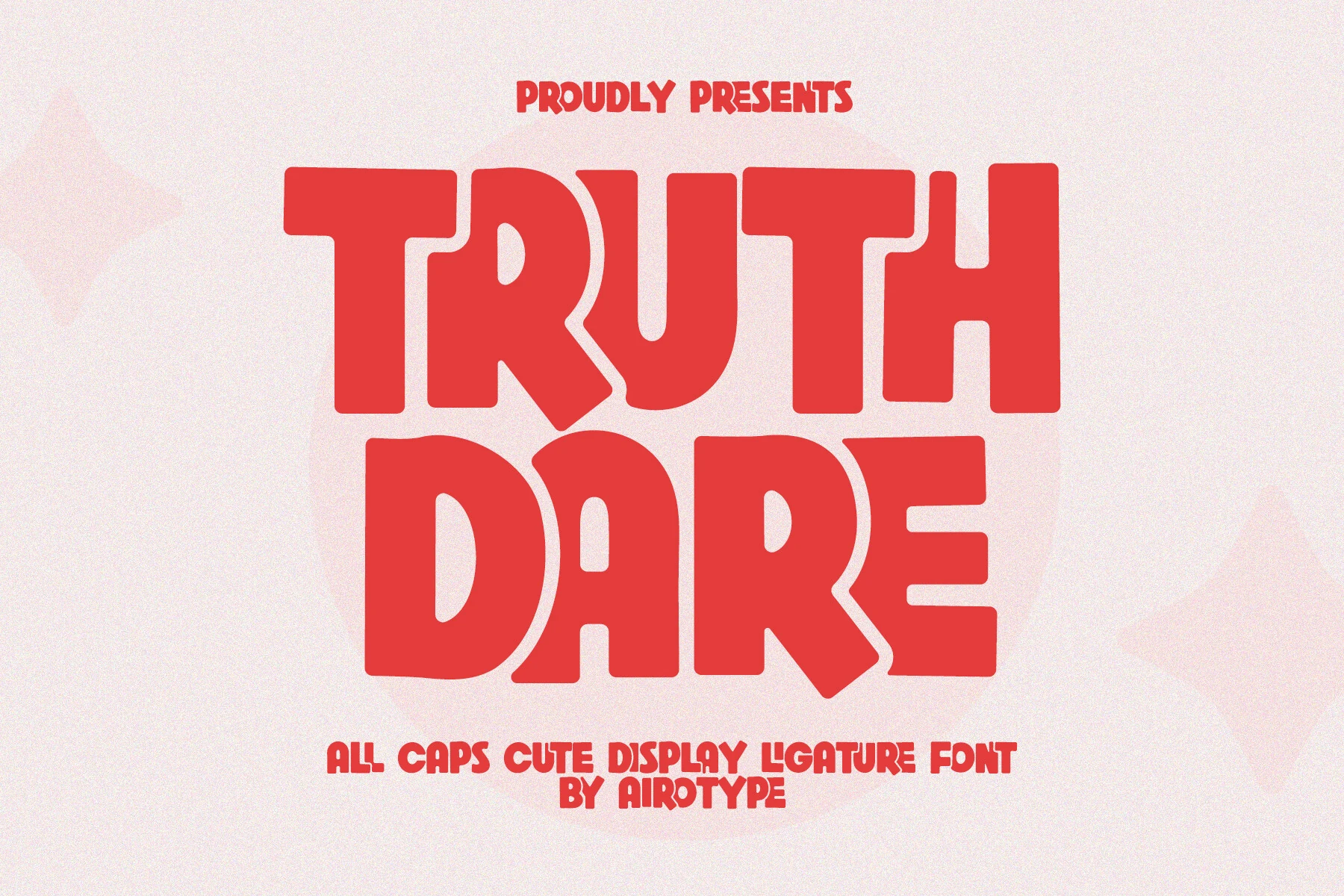 Truth Dare Font preview in bold rounded all-caps red display lettering with cute chunky shapes