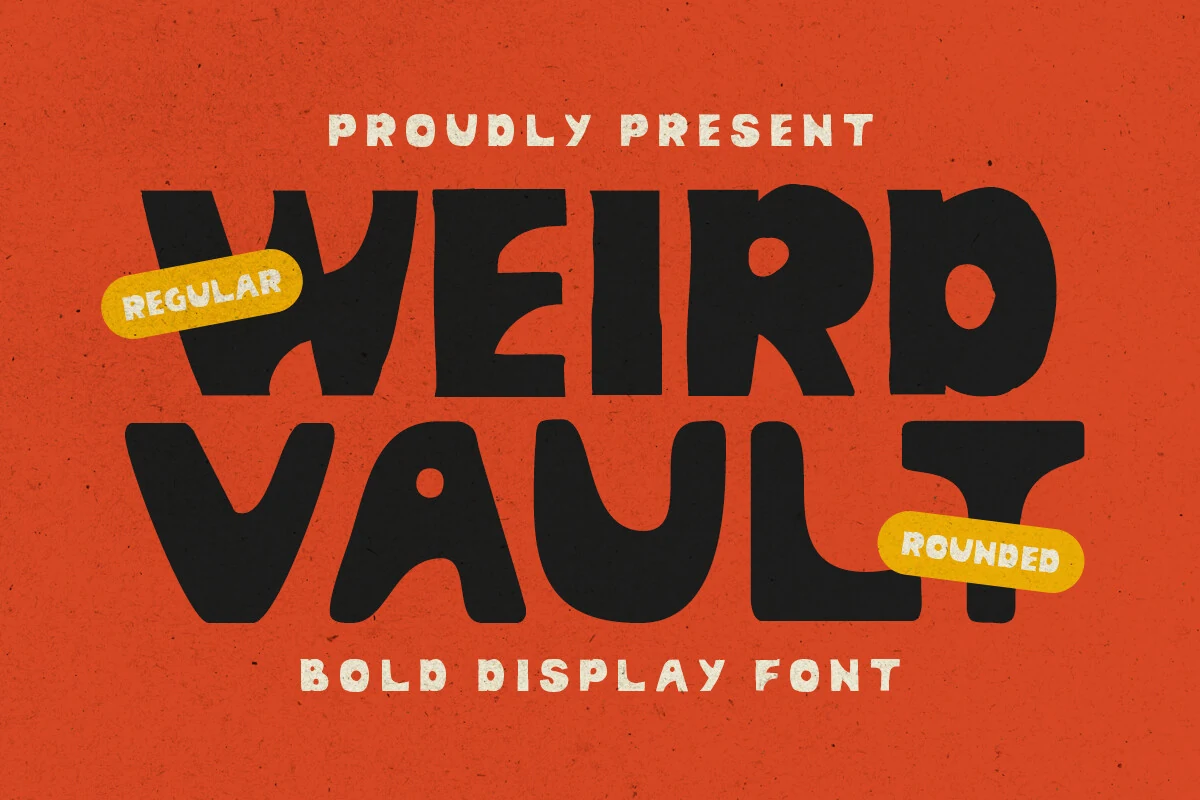 Weird Vault Font preview with bold black handmade display lettering and rounded irregular shapes