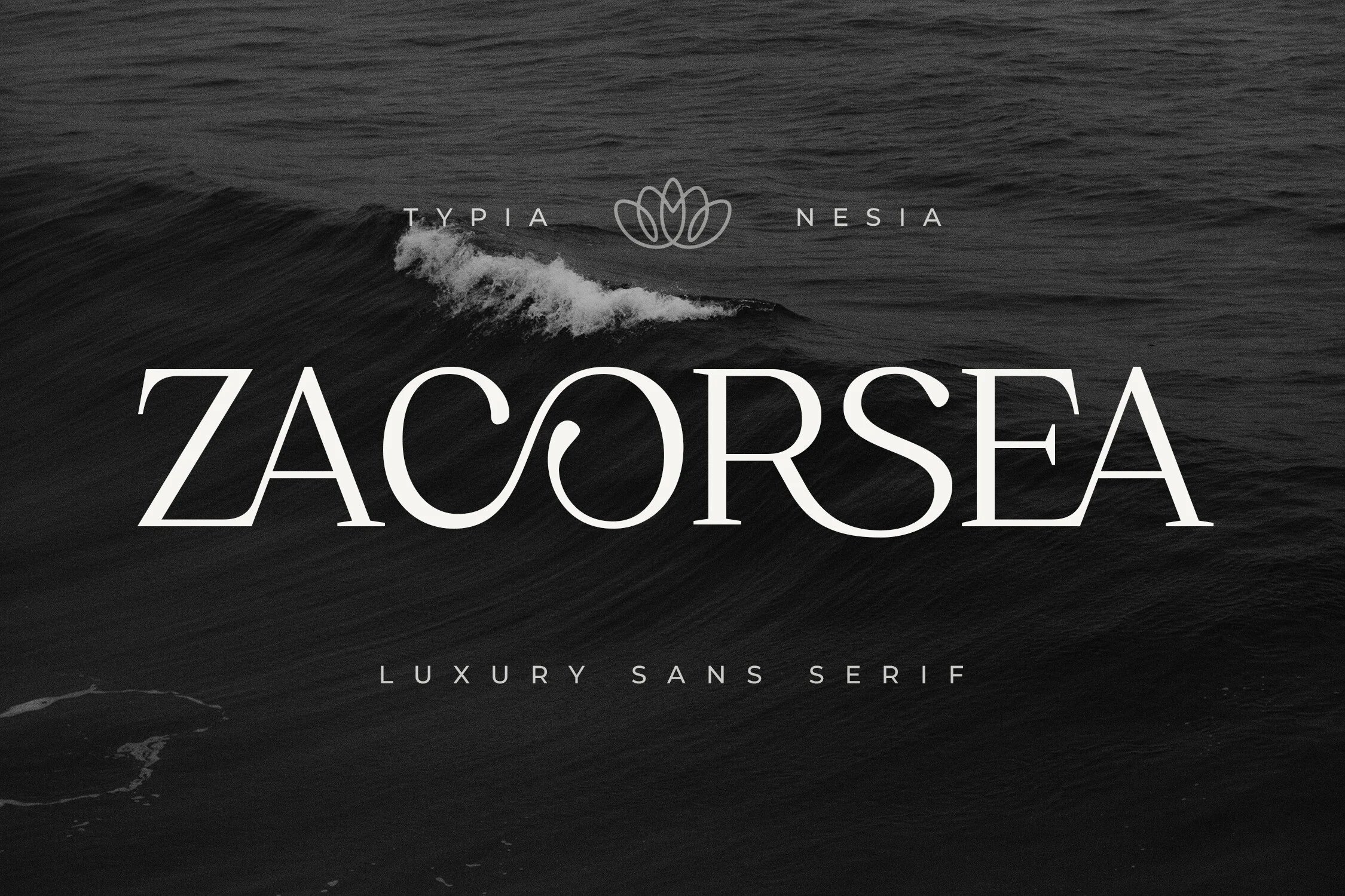 Zacorsea Font preview in elegant high-contrast serif capitals with wide spacing