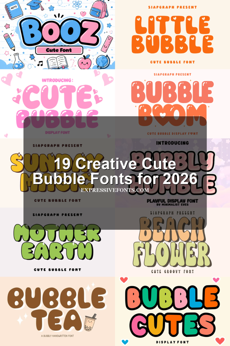 19 Creative Cute Bubble Fonts for 2026 article preview collage featuring 10 font examples.