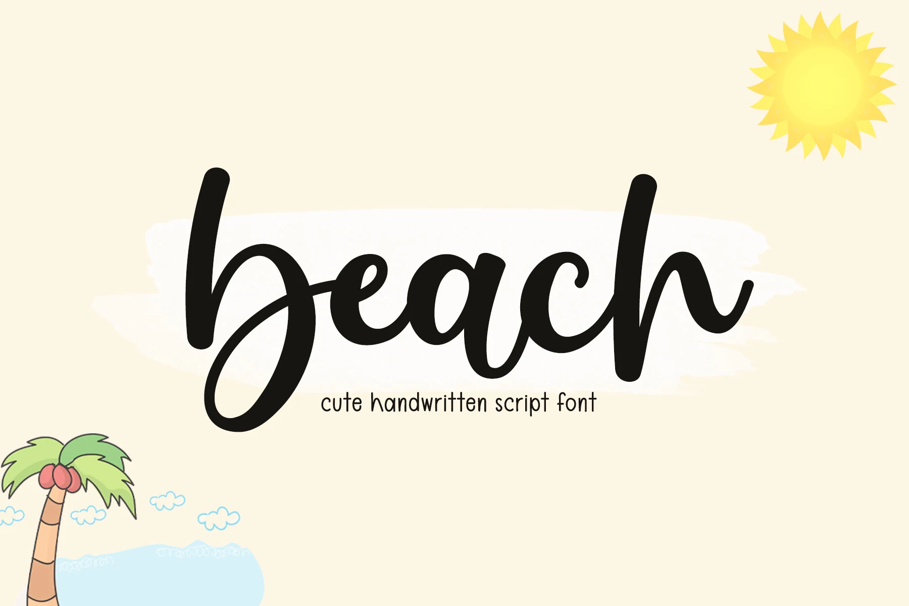 Beach Font in connected upright script with rounded terminals and smooth monoline strokes