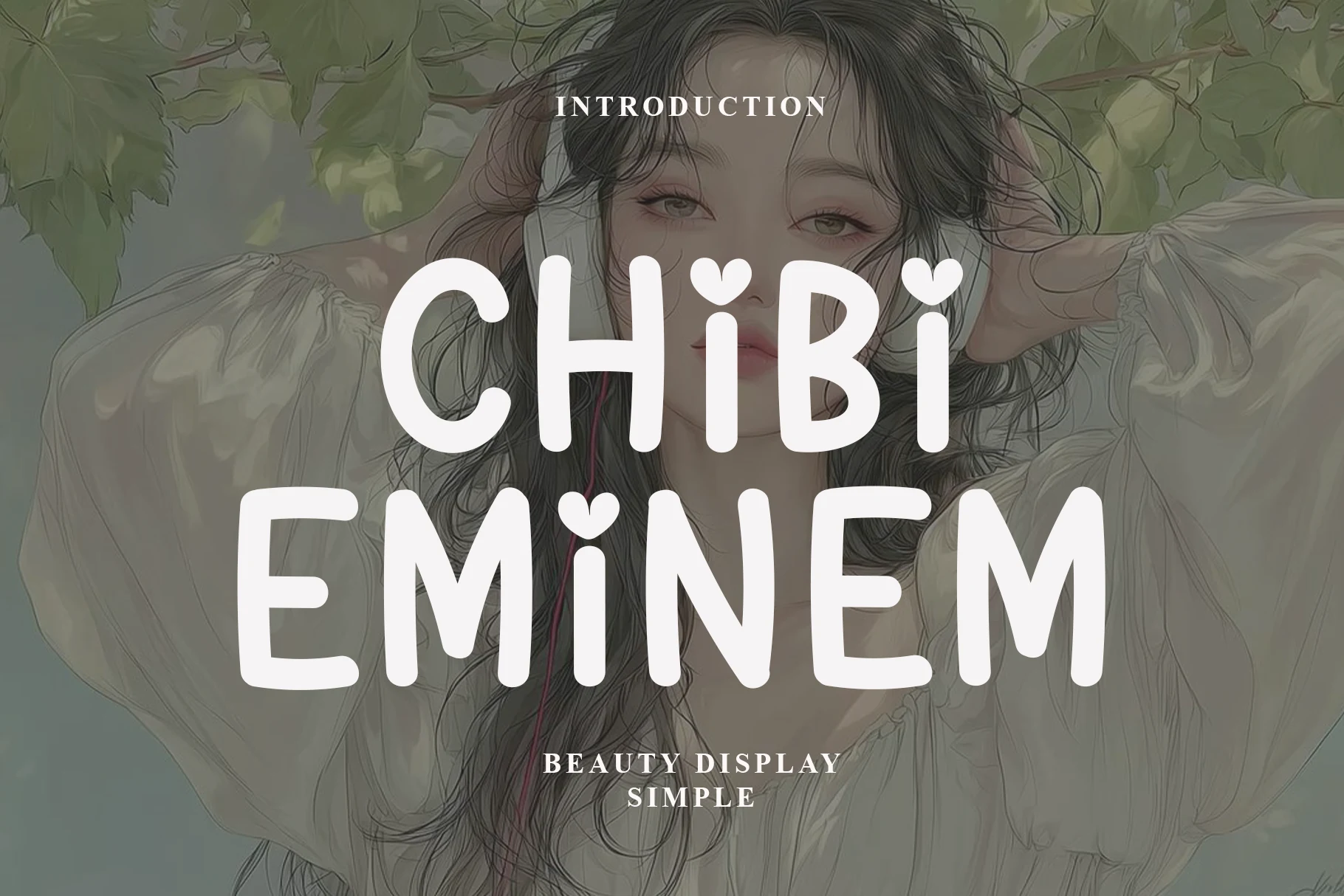 Chibi Eminem Font in rounded sans-serif lettering with uniform strokes, curved terminals, and heart-shaped dots over the i