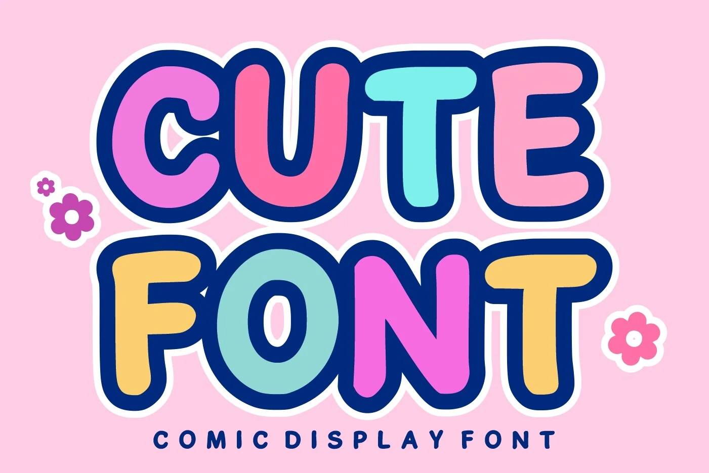 Cute Font in bold, rounded bubble lettering with thick monoline strokes and soft terminals.