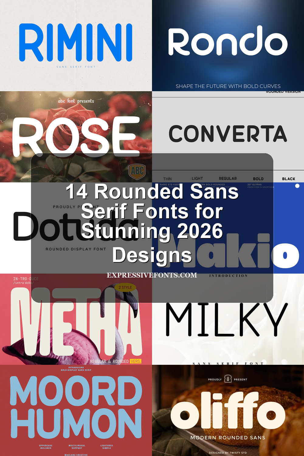Preview of rounded sans serif fonts from the article 14 Rounded Sans Serif Fonts for Stunning 2026 Designs